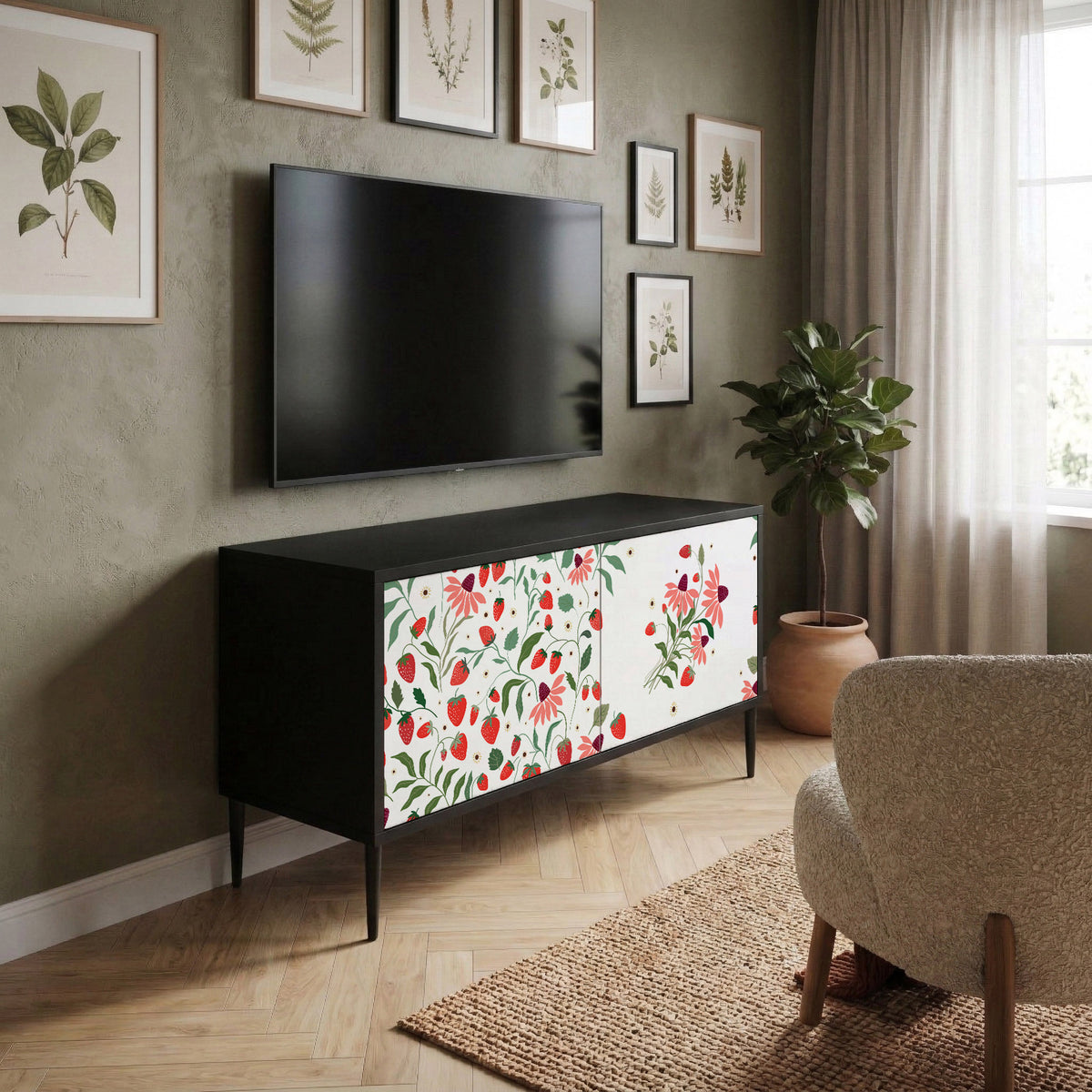 FLOWERS AND STRAWBERRIES Kompaktes 2-türiges TV-Lowboard