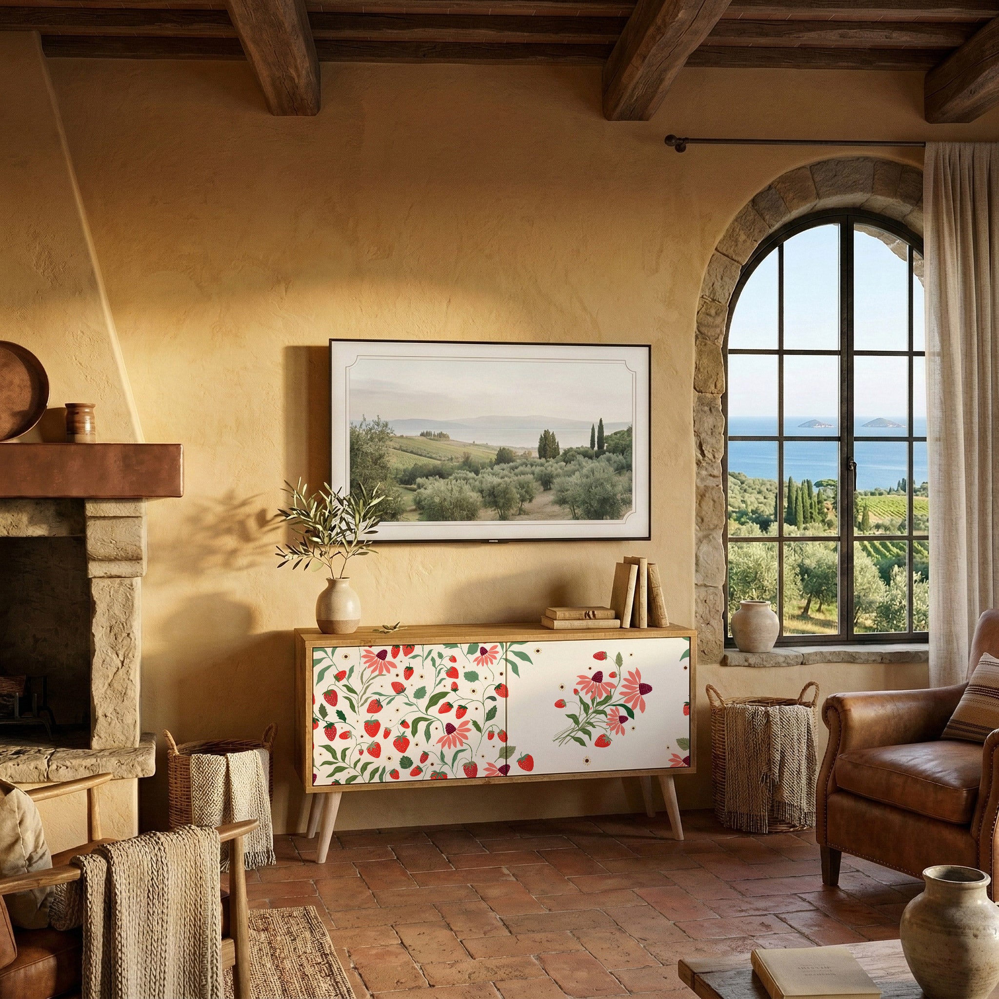 FLOWERS AND STRAWBERRIES Kompaktes 2-türiges TV-Lowboard