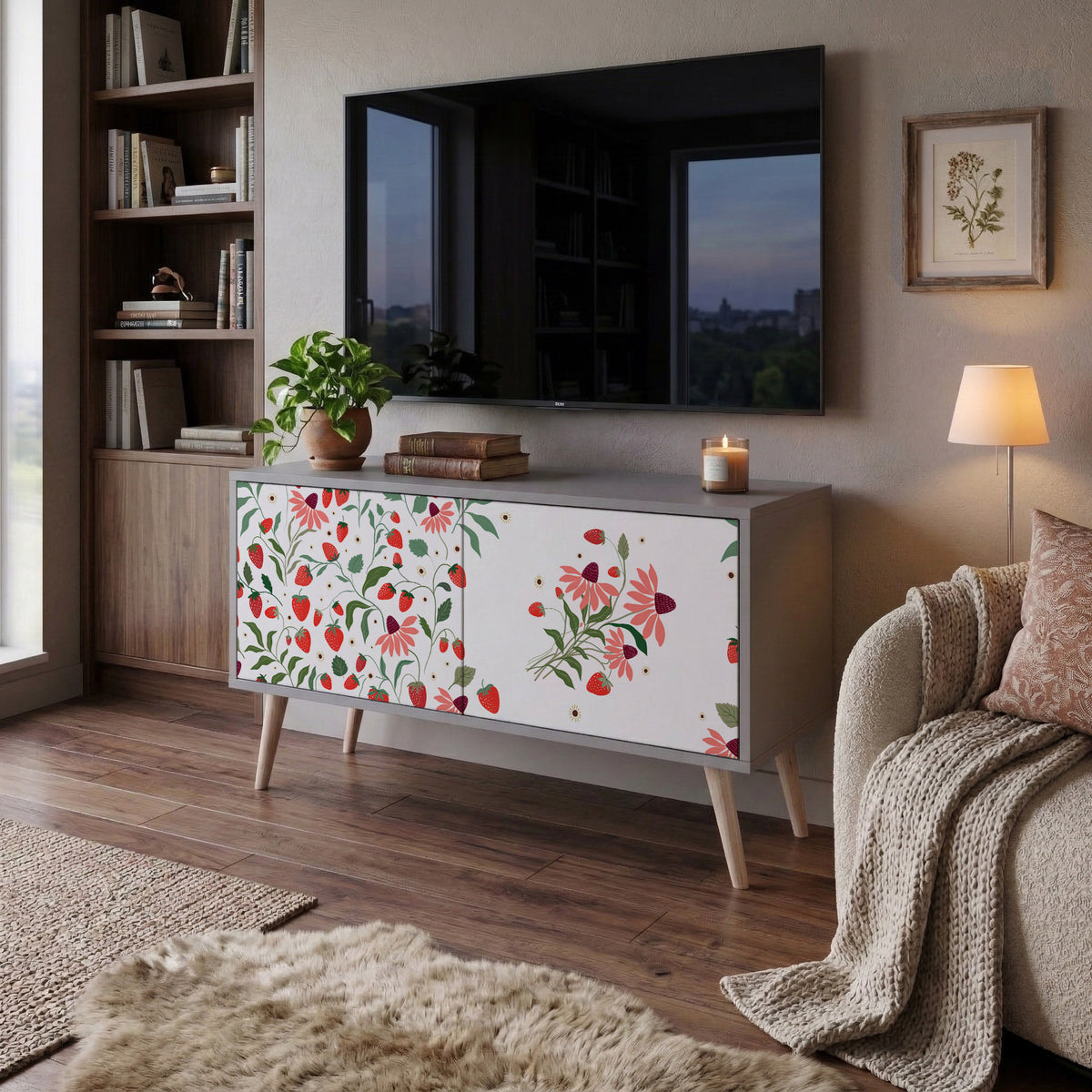 FLOWERS AND STRAWBERRIES Kompaktes 2-türiges TV-Lowboard