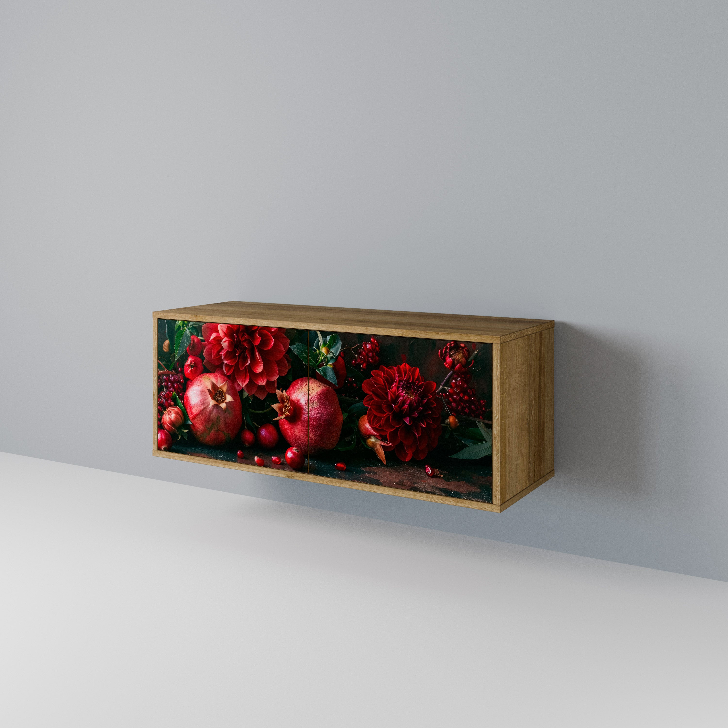 DAHLIAS AND POMEGRANATES Compact 2-Door TV Cabinet