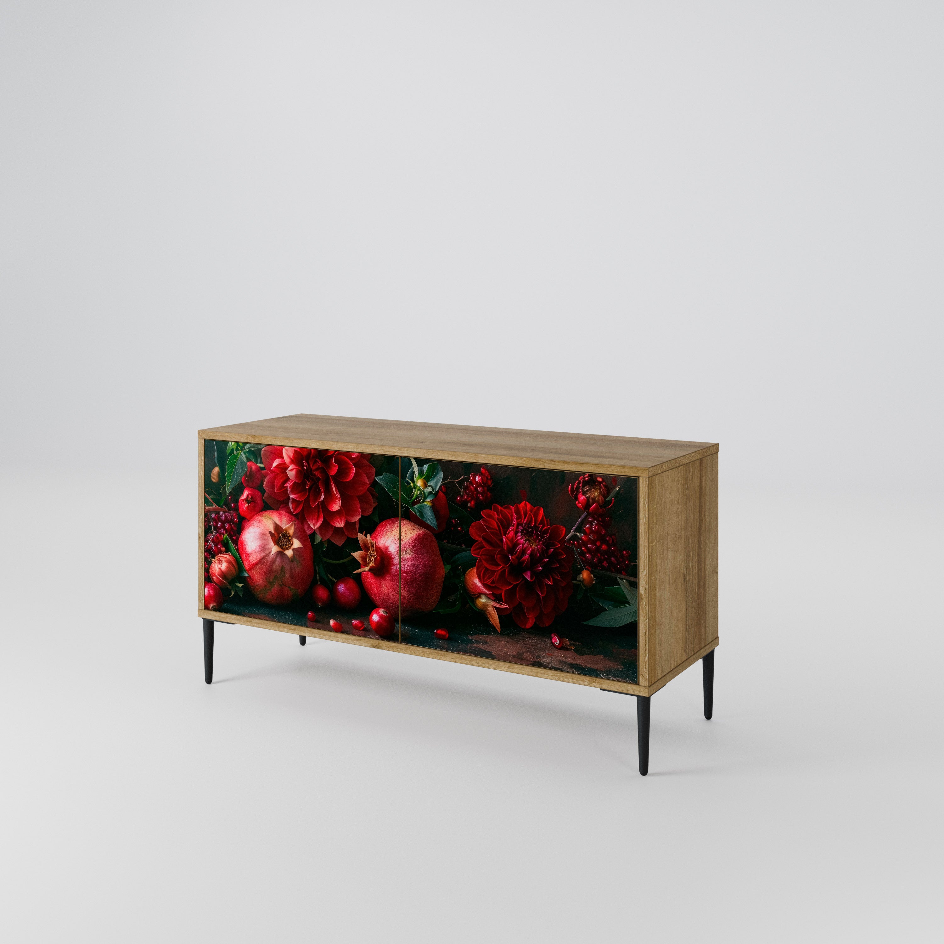 DAHLIAS AND POMEGRANATES Compact 2-Door TV Cabinet