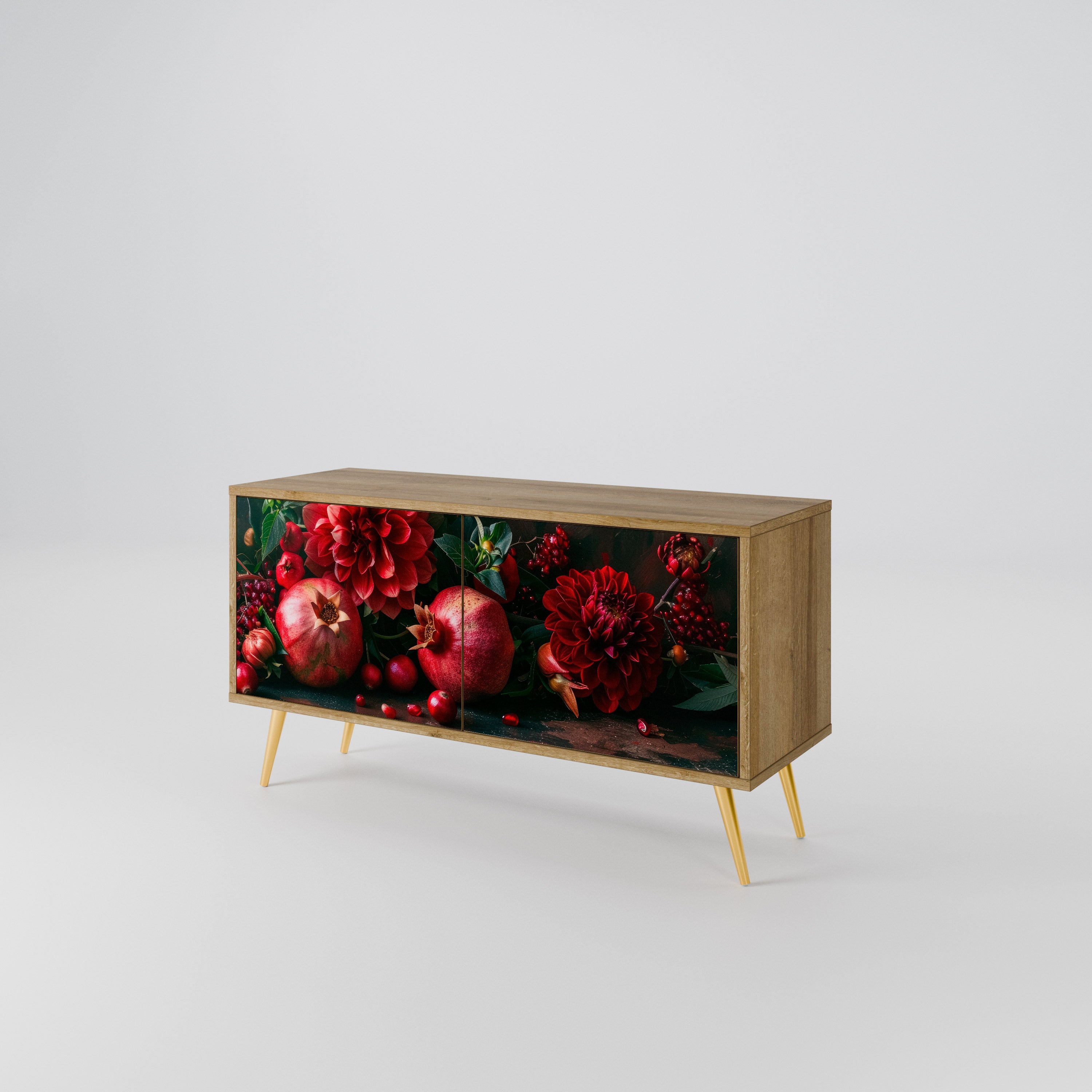 DAHLIAS AND POMEGRANATES Compact 2-Door TV Cabinet