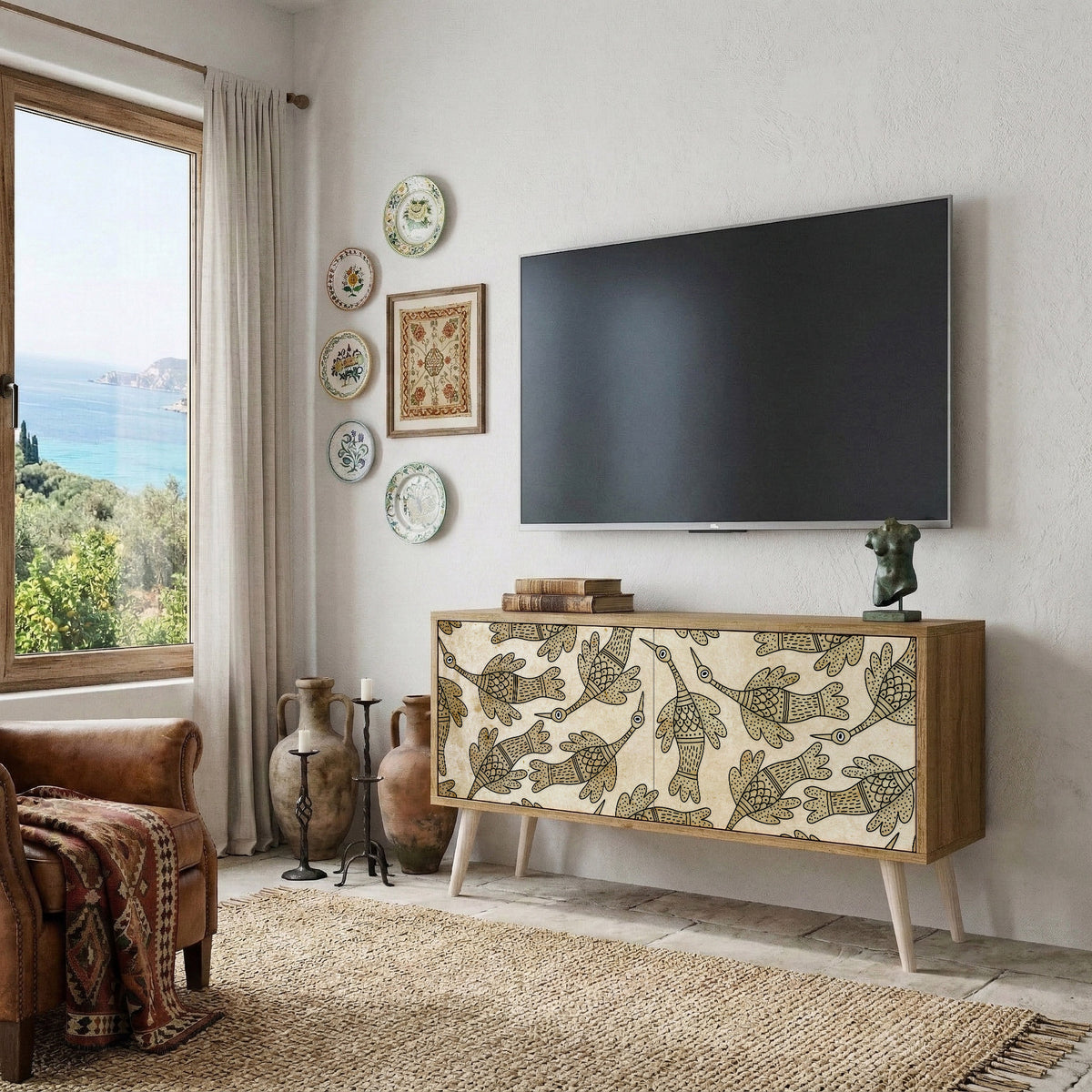 ALMONDINE SONGBIRD Kompaktes 2-türiges TV-Lowboard