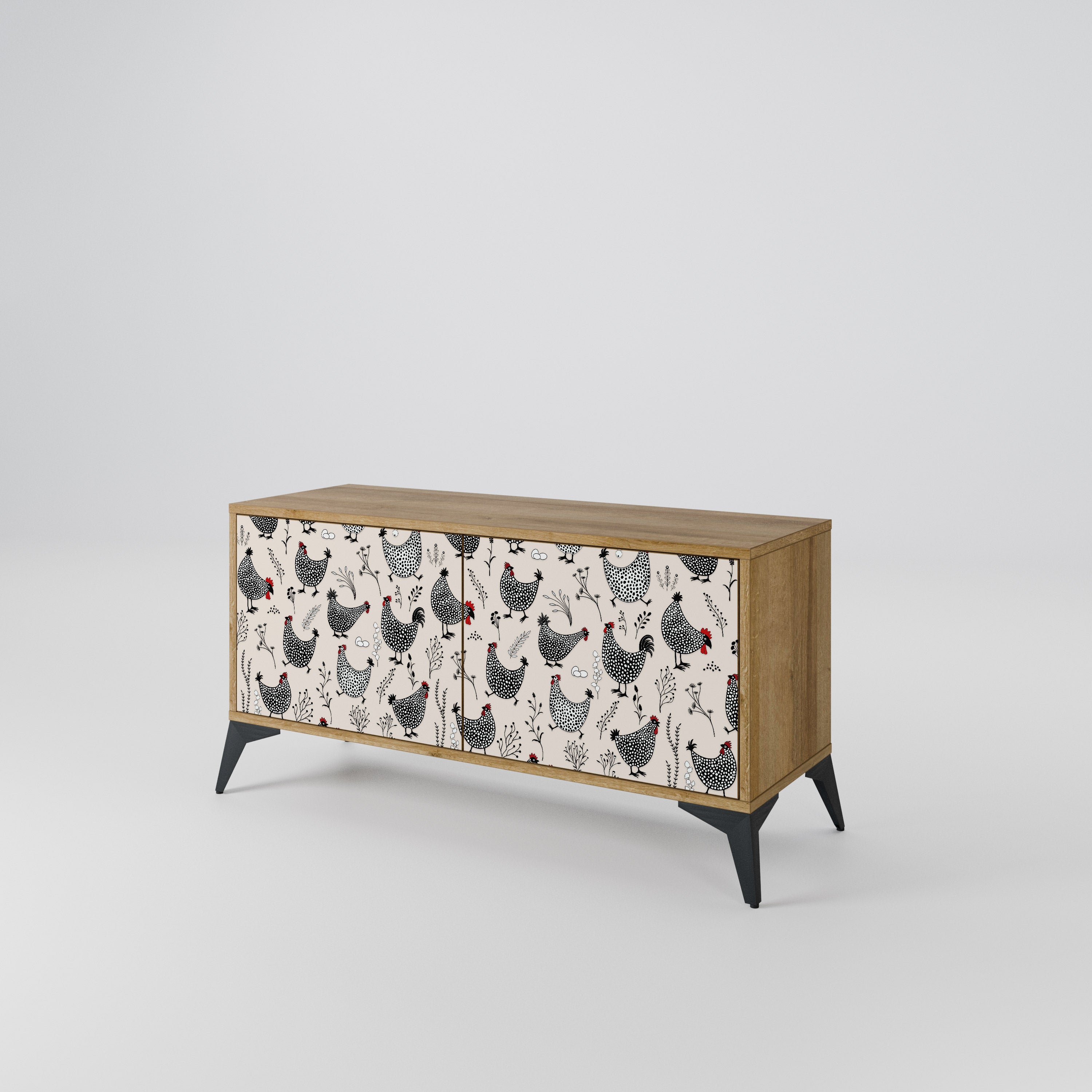 HAPPY HENS Compact 2-Door TV Cabinet