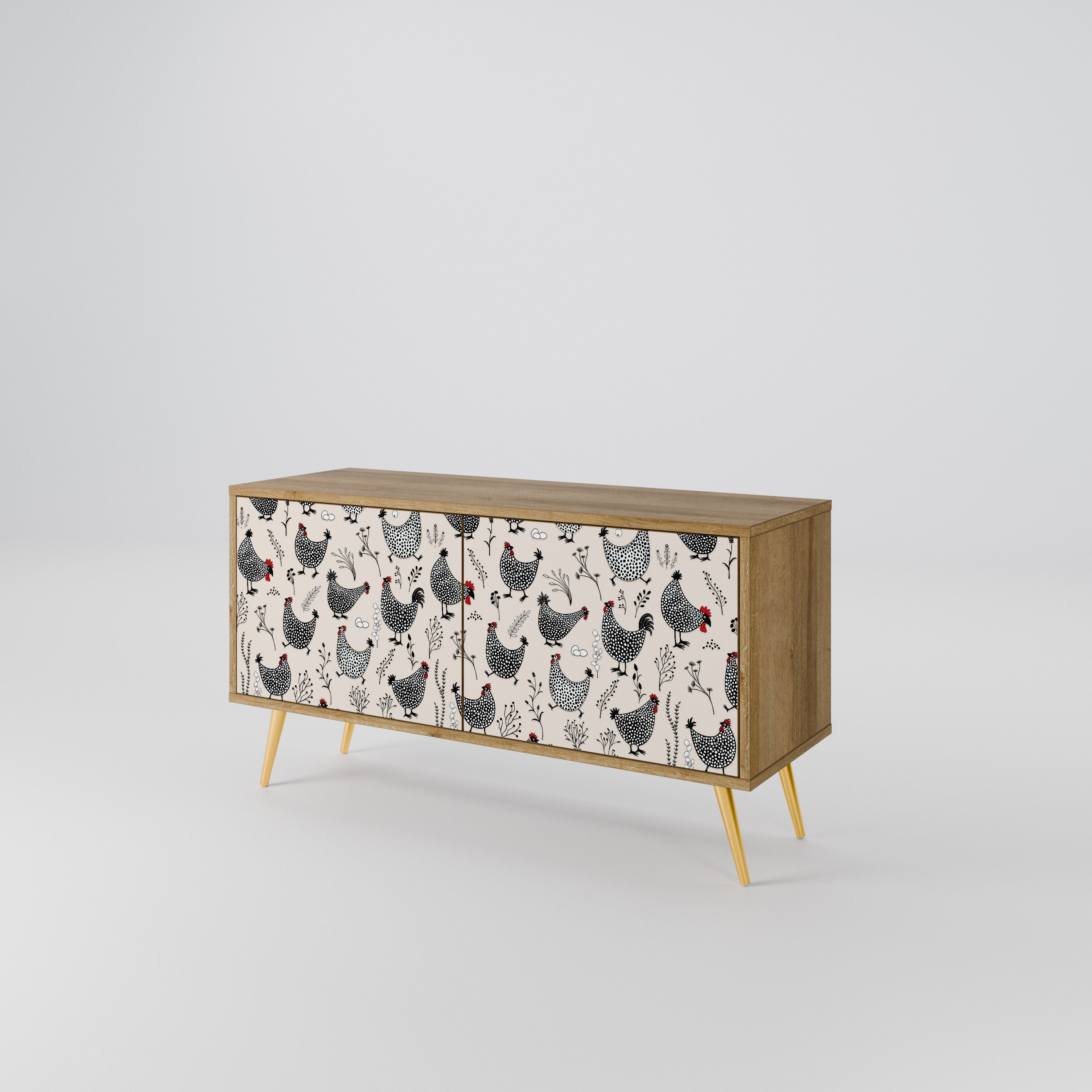 HAPPY HENS Compact 2-Door TV Cabinet