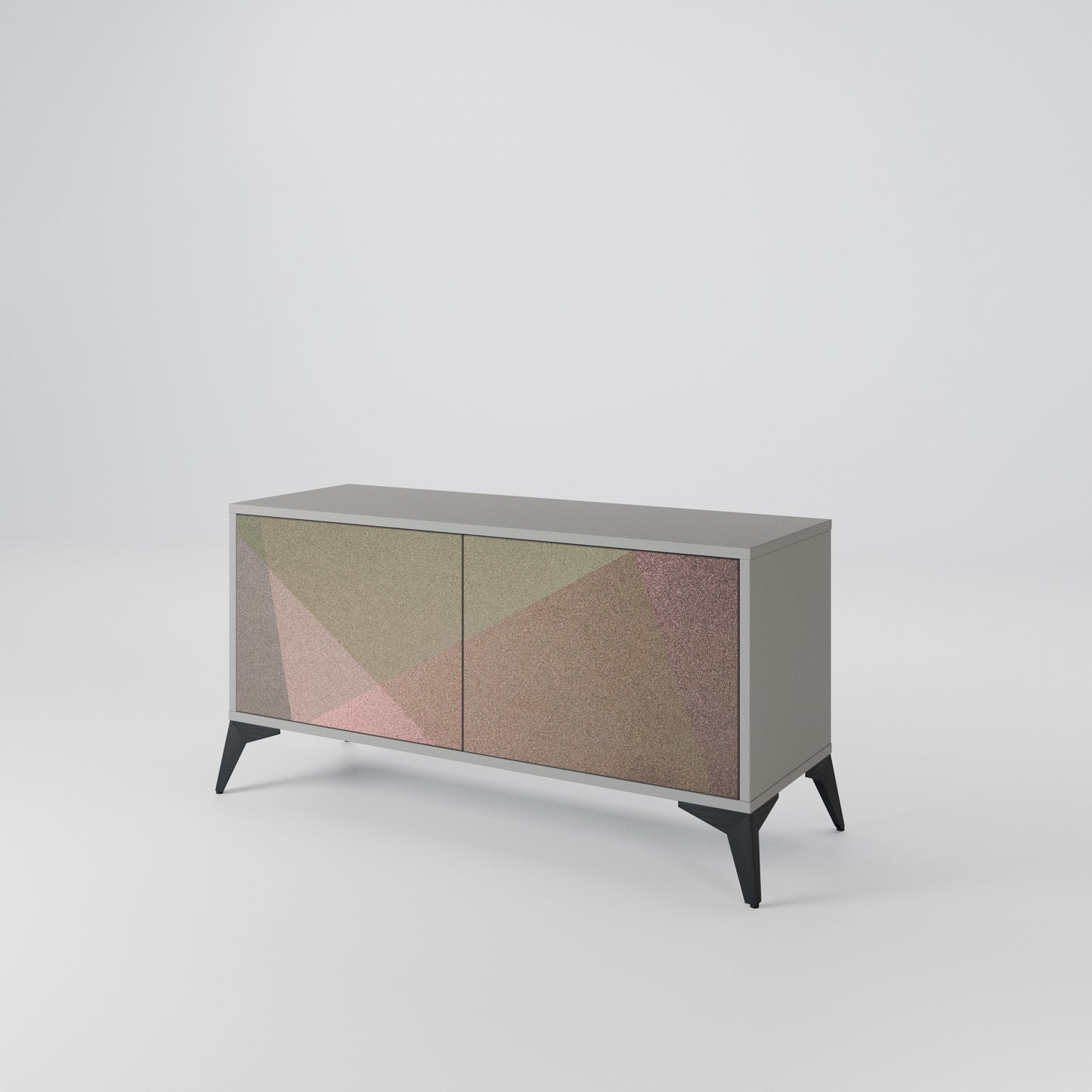 BEIGE GEOMETRY Kompaktes 2-türiges TV-Lowboard