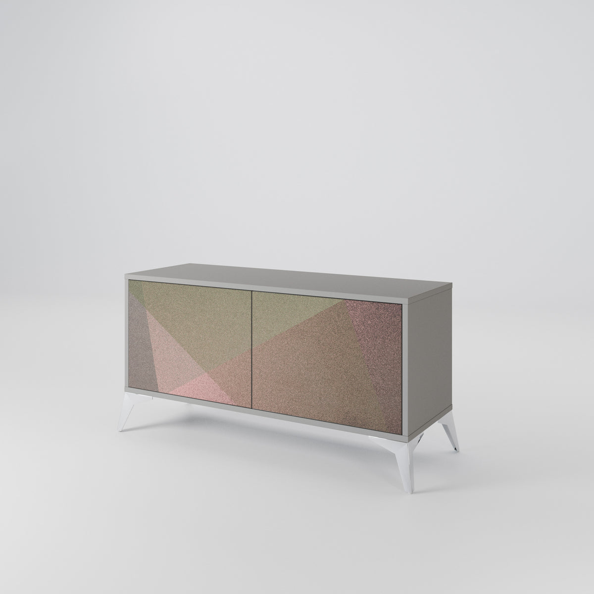 BEIGE GEOMETRY Kompaktes 2-türiges TV-Lowboard