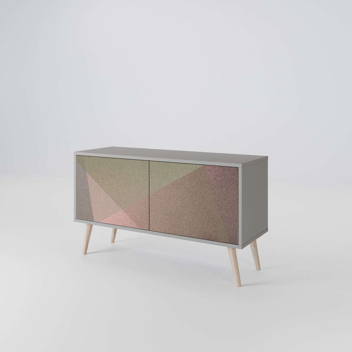 BEIGE GEOMETRY Kompaktes 2-türiges TV-Lowboard