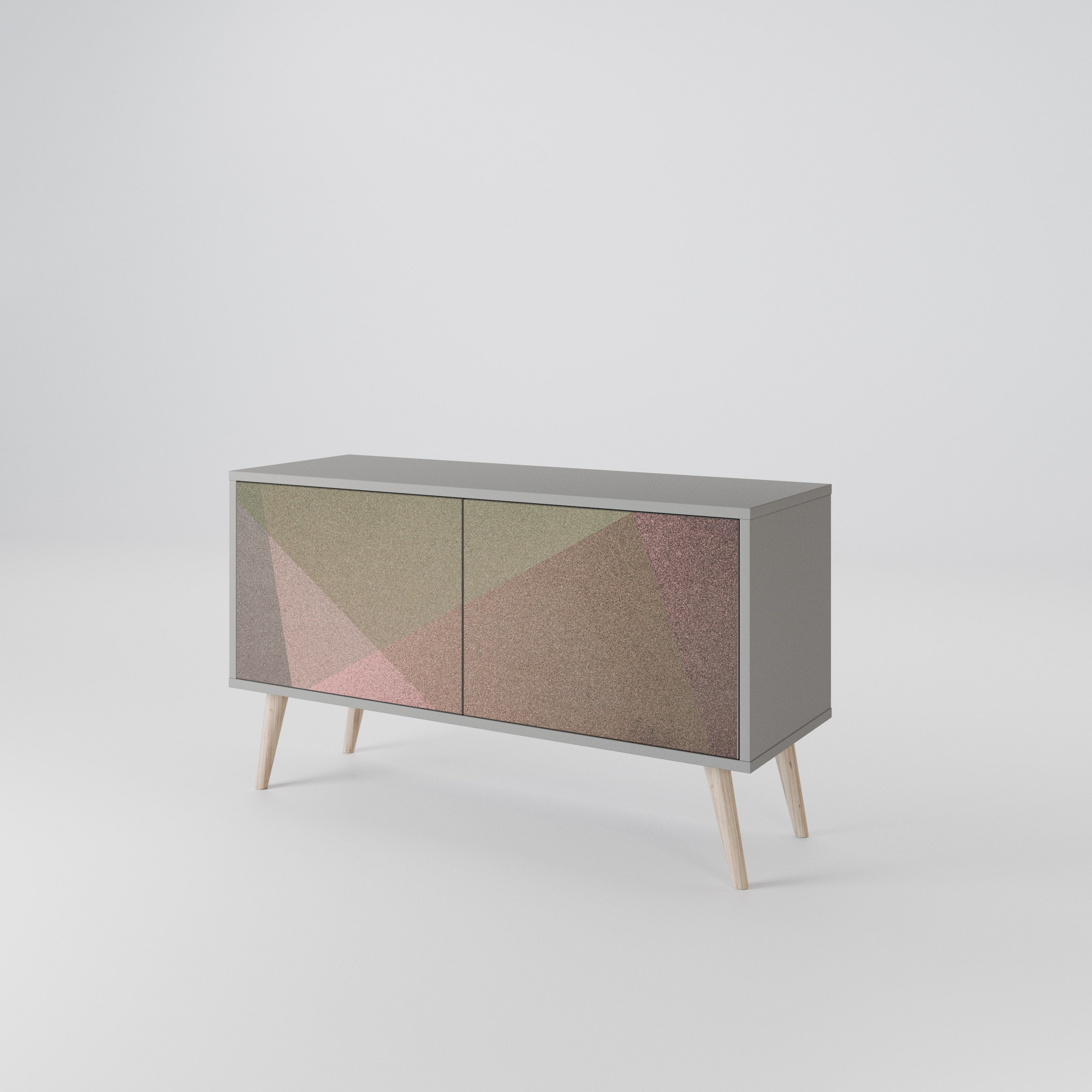 BEIGE GEOMETRY Compact 2-Door TV Cabinet