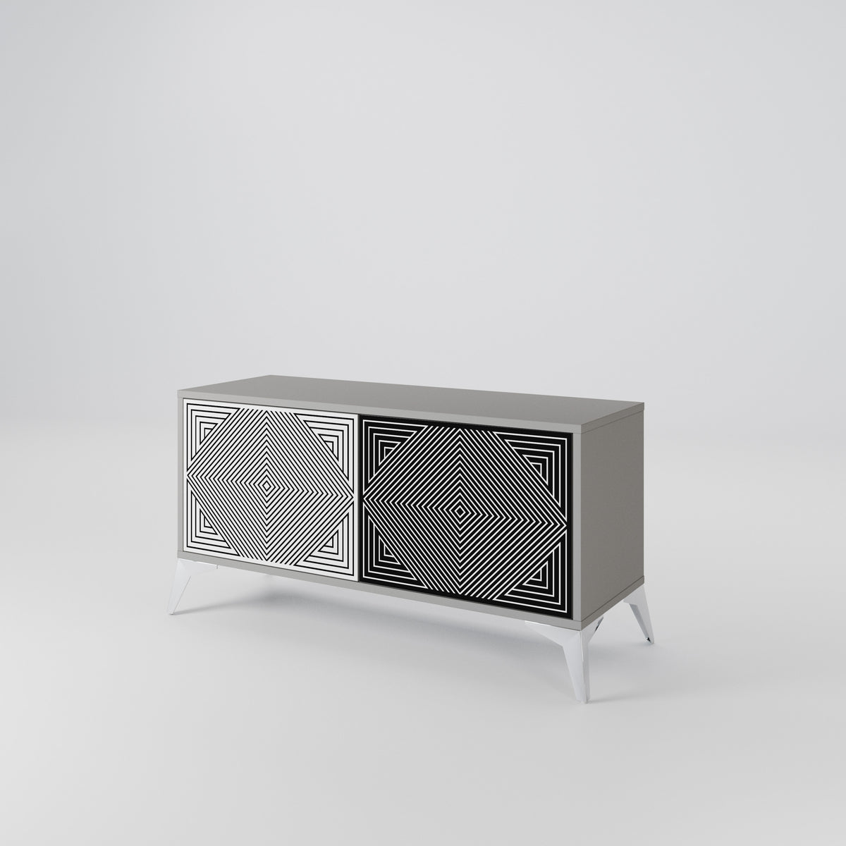 POLYGON ILLUSION Kompaktes 2-türiges TV-Lowboard