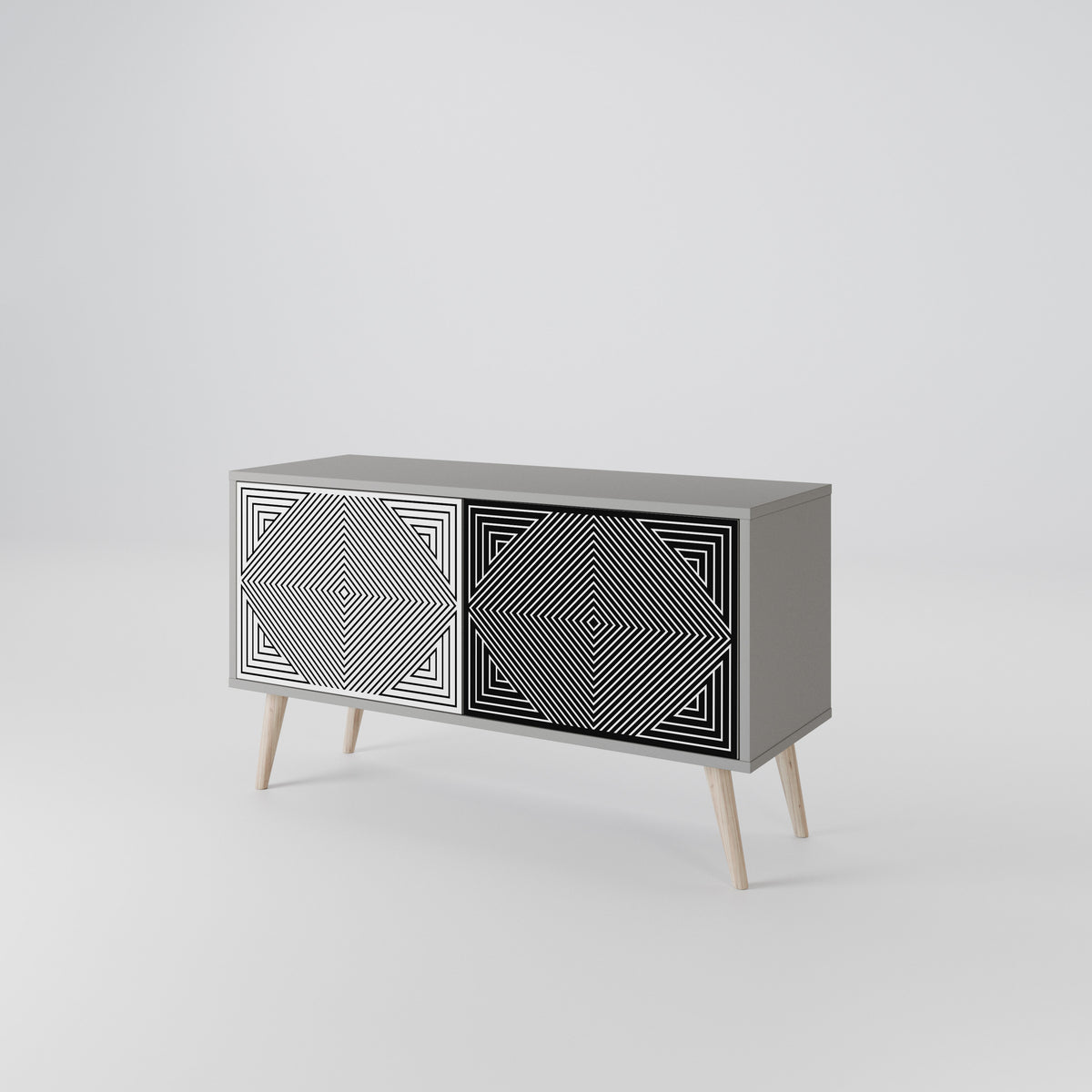 POLYGON ILLUSION Kompaktes 2-türiges TV-Lowboard