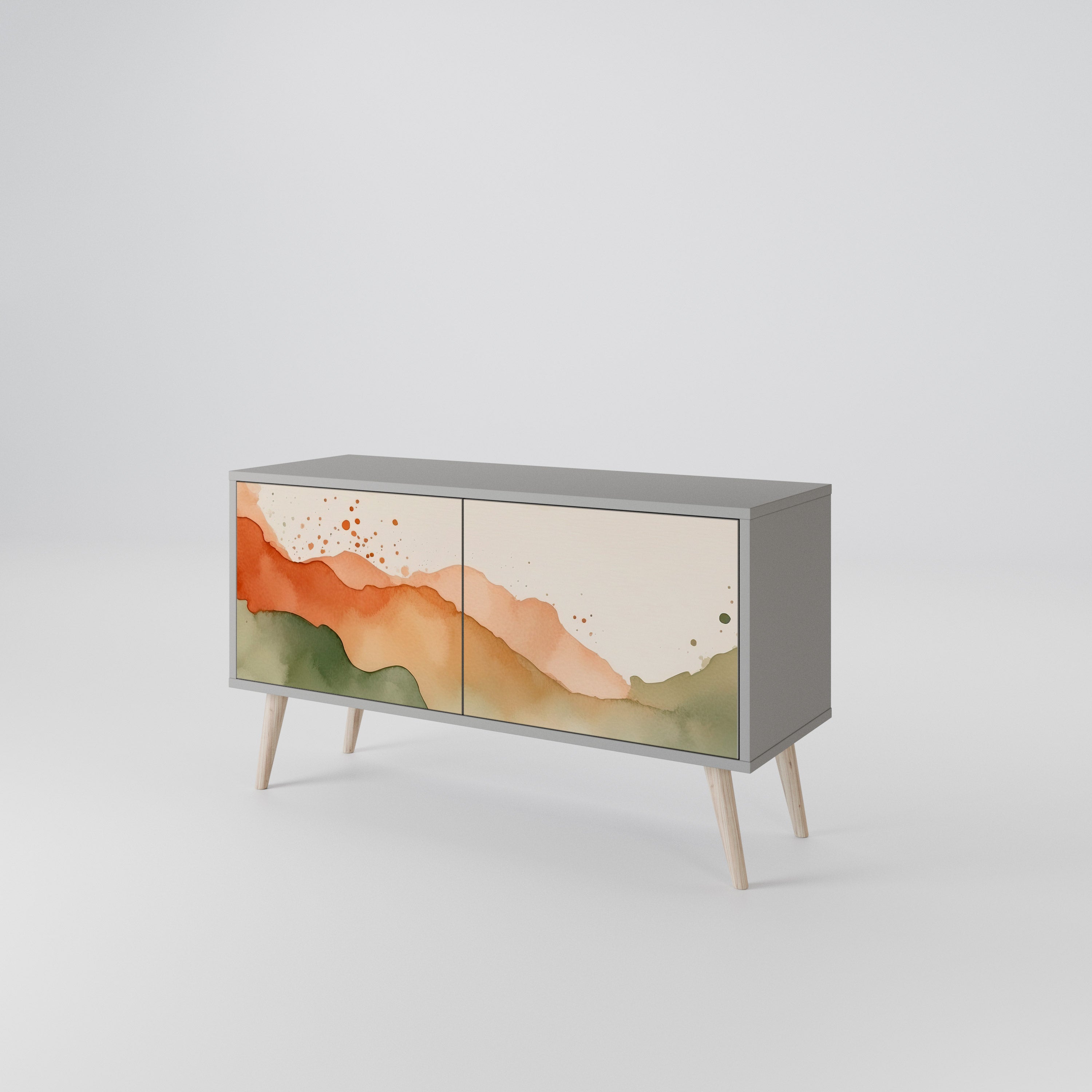 WATERCOLOUR PEAKS Compact 2-Door TV Cabinet