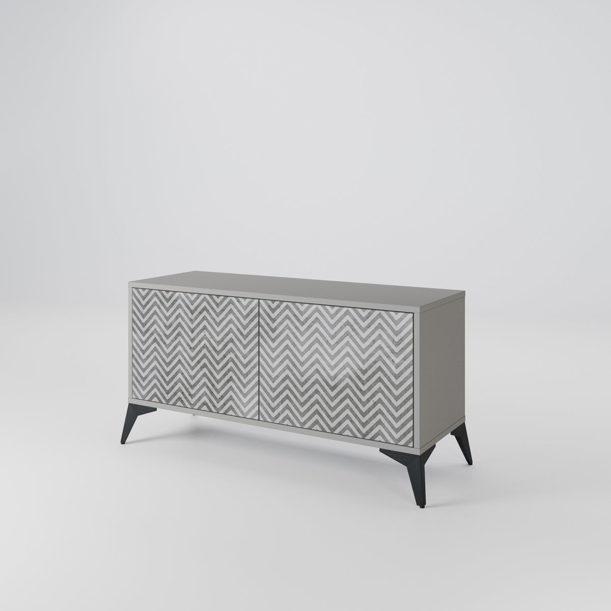 CONCRETE ZIG ZAG Compact 2-Door TV Cabinet
