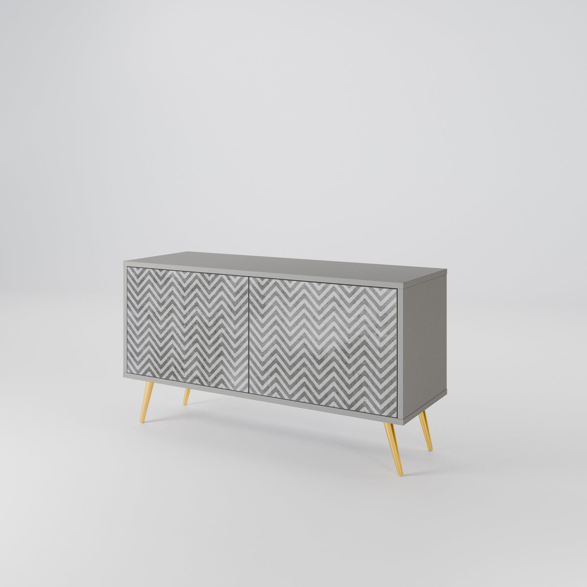 CONCRETE ZIG ZAG Compact 2-Door TV Cabinet