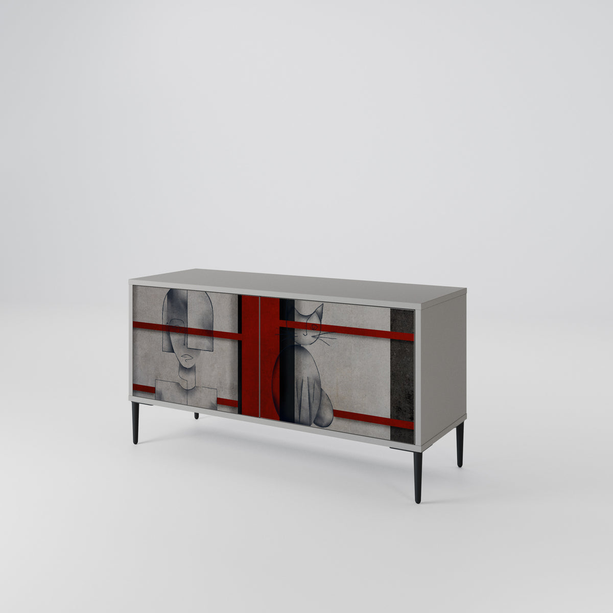 GRAY FIGURES Compact 2-Door TV Cabinet