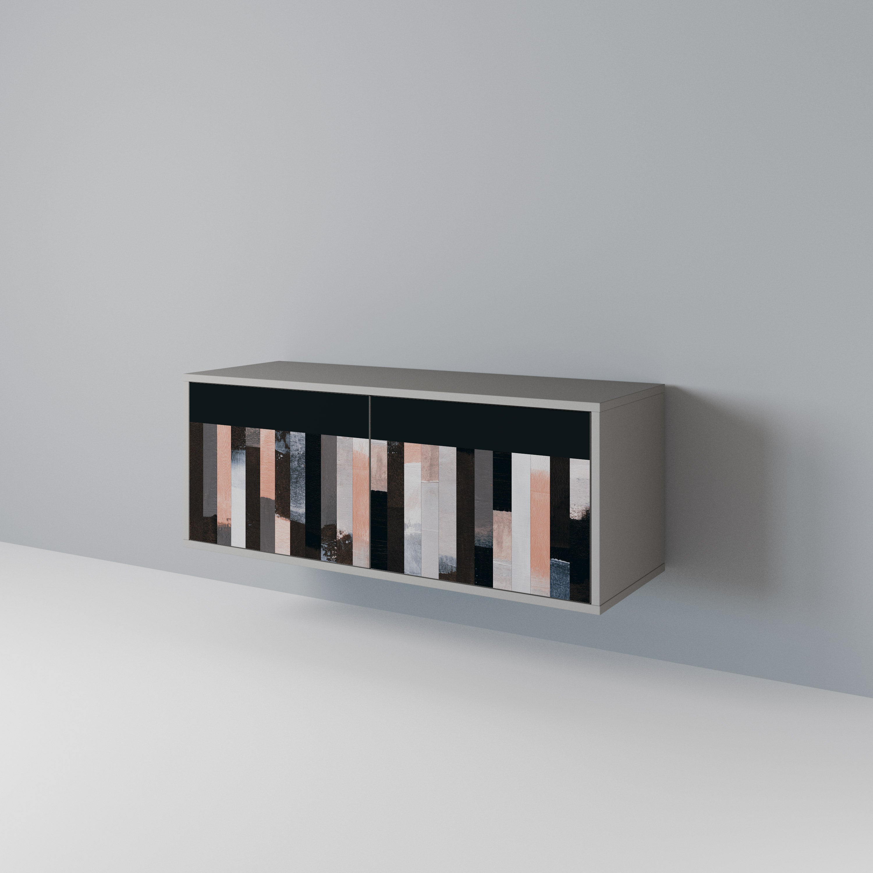 COLLAGE OF RECTANGLES Compact 2-Door TV Cabinet