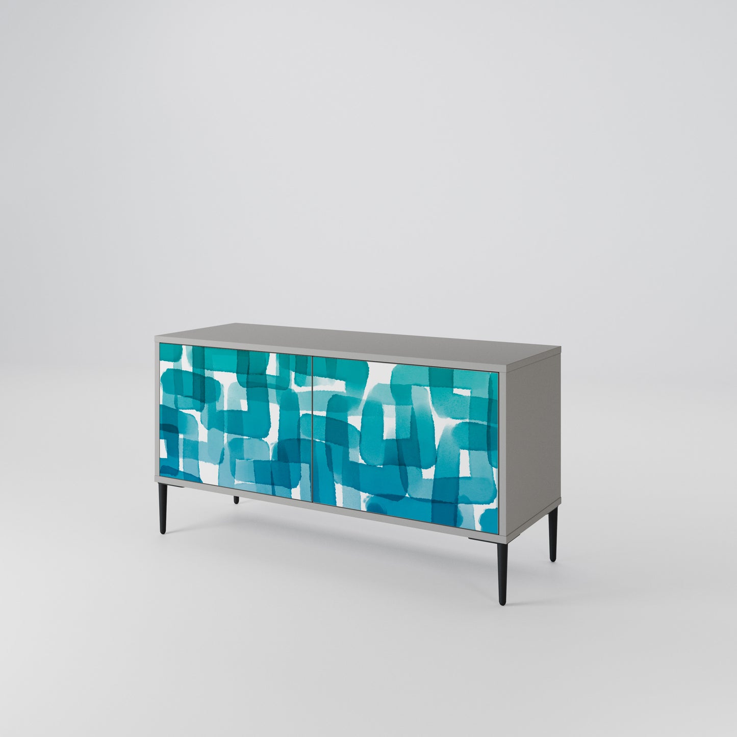 TURQUOISE RECTANGLES Kompaktes 2-türiges TV-Lowboard