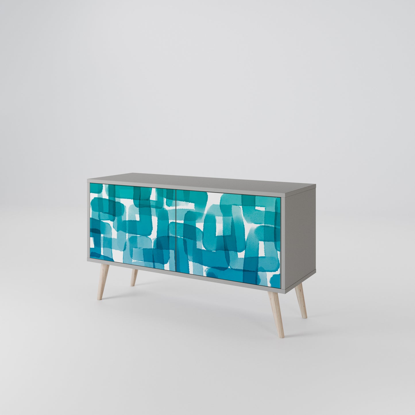 TURQUOISE RECTANGLES Kompaktes 2-türiges TV-Lowboard