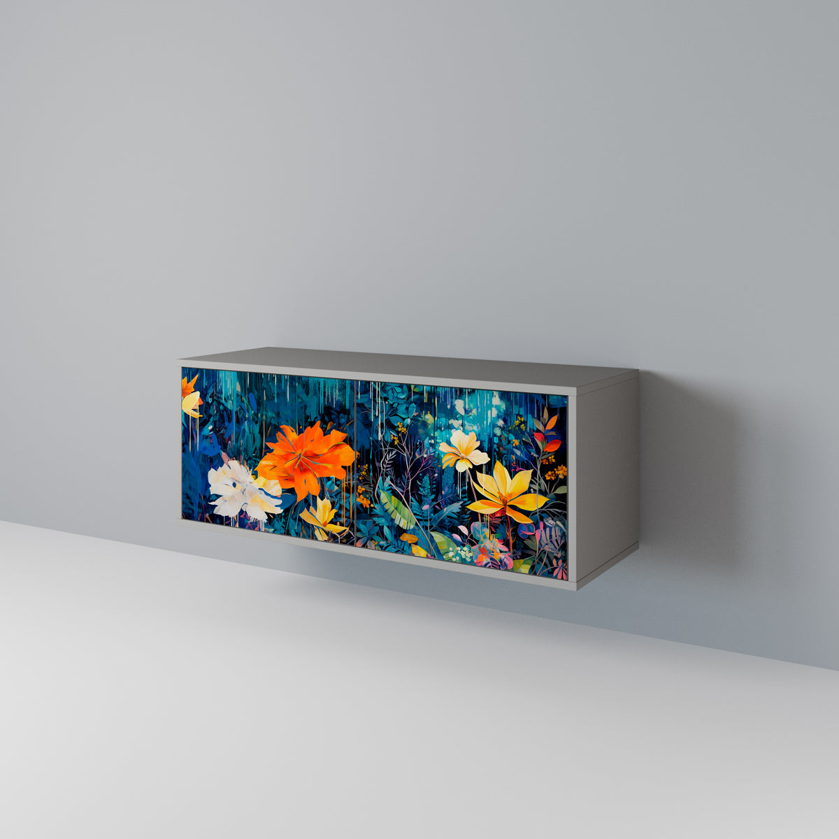 MIDNIGHT BLOSSOM Compact 2-Door TV Cabinet