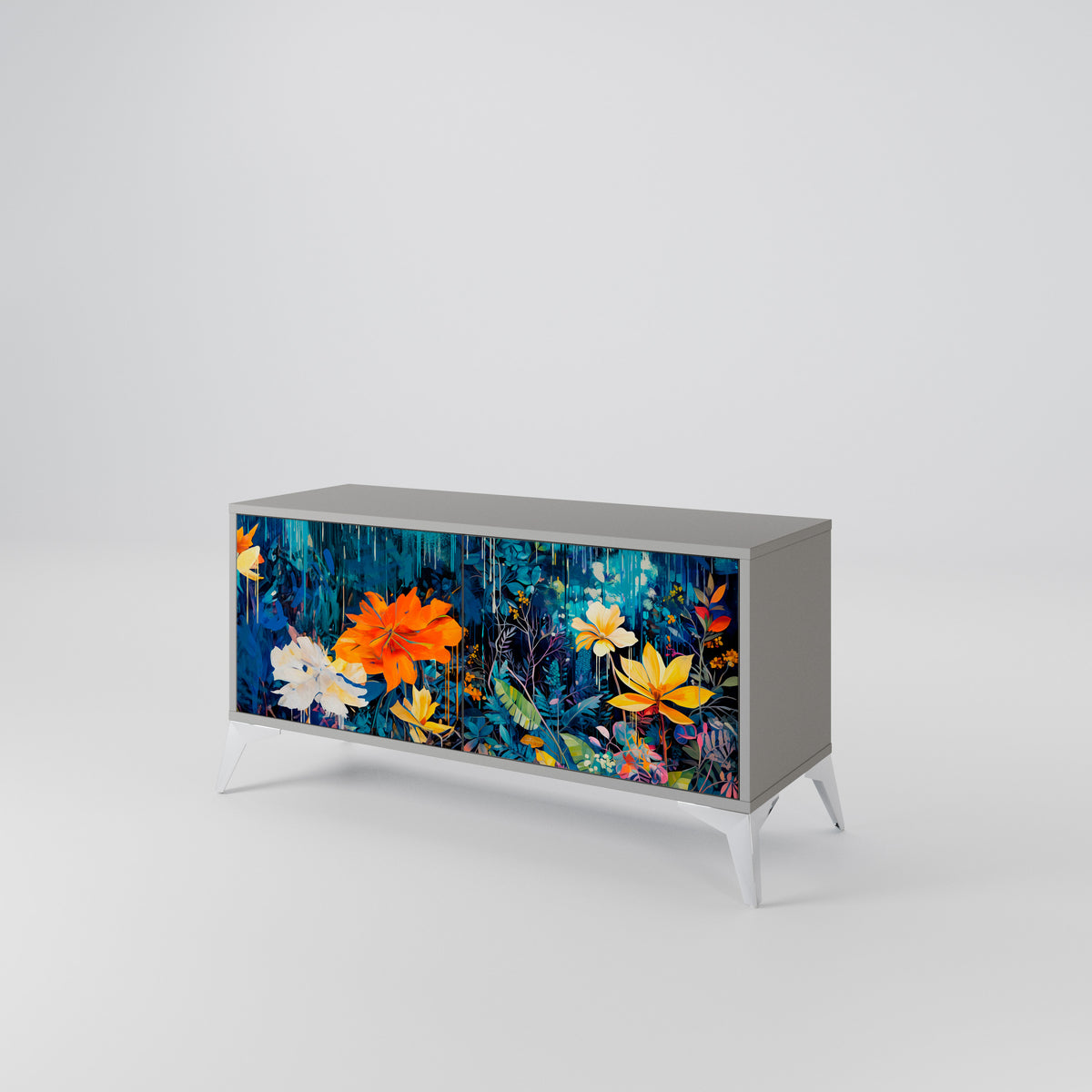 MIDNIGHT BLOSSOM Compact 2-Door TV Cabinet