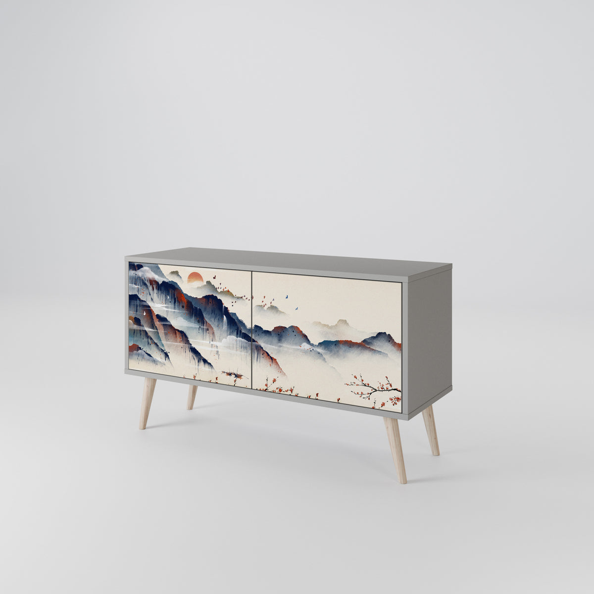 JAPANESE LANDSCAPE Compact 2-Door TV Cabinet