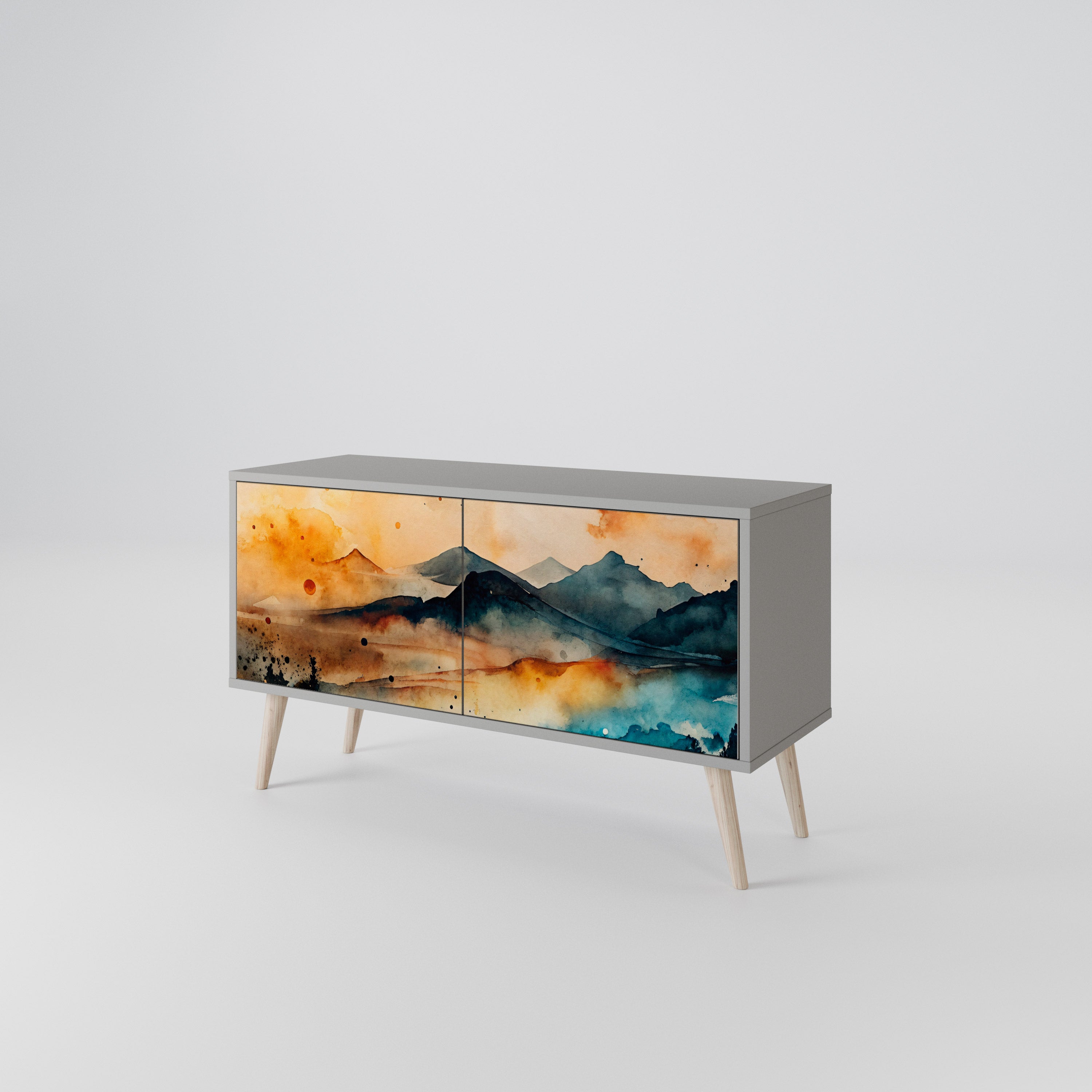 OMINOUS MOUNTAINS Compact 2-Door TV Cabinet