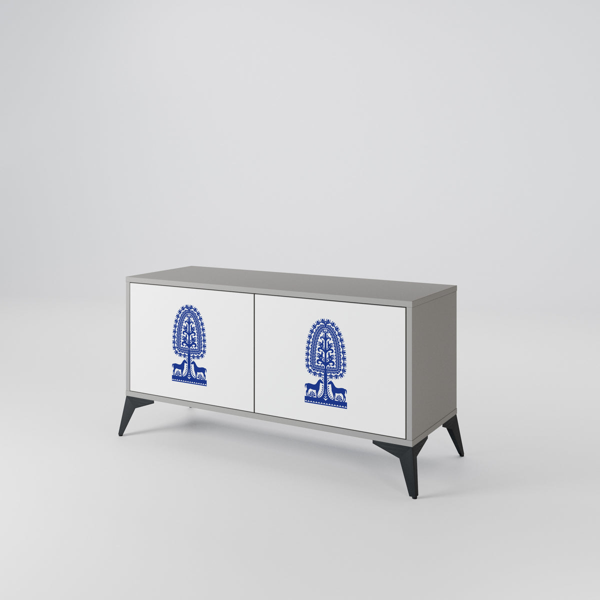 POLISH FOLK ART Compact 2-Door TV Cabinet