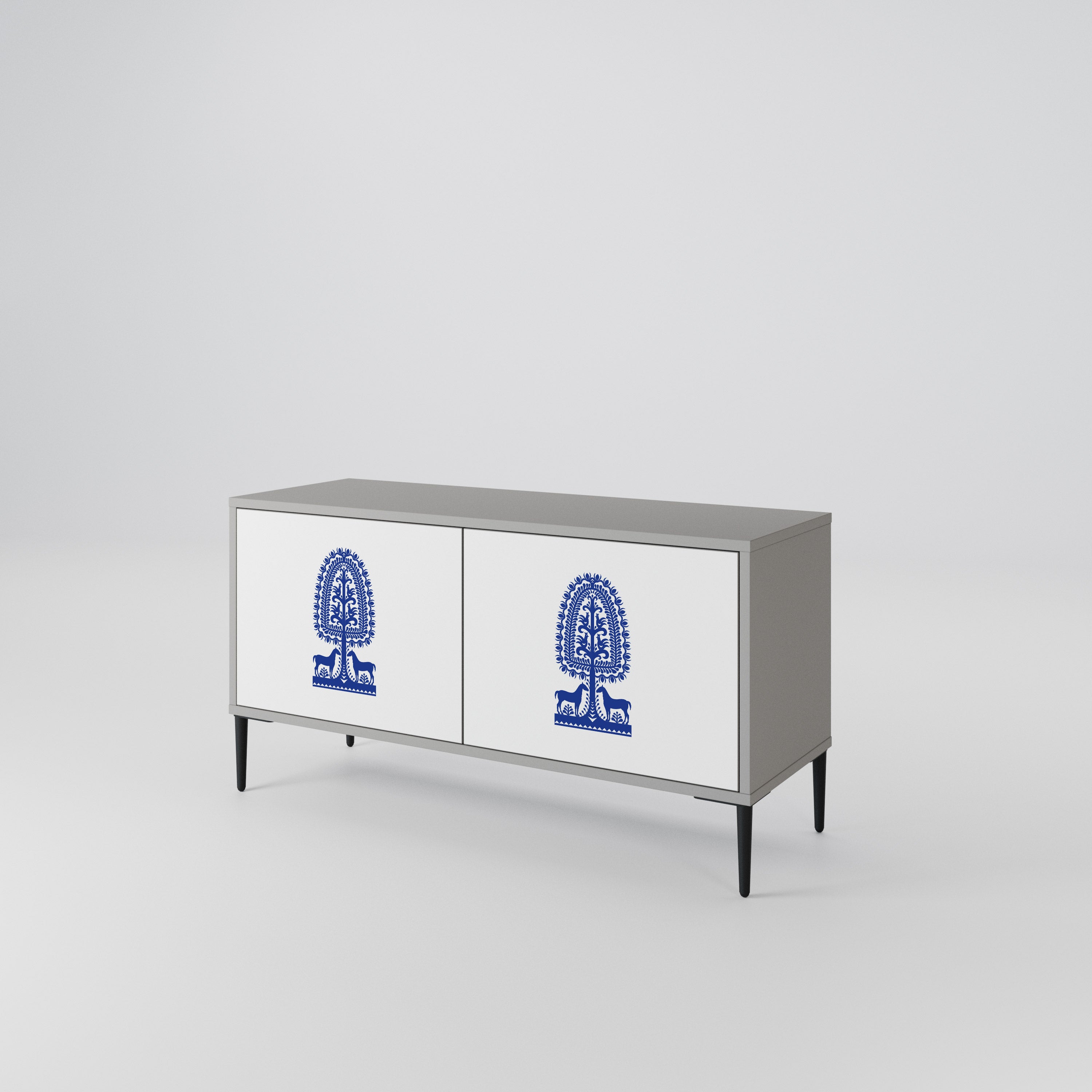 POLISH FOLK ART Compact 2-Door TV Cabinet