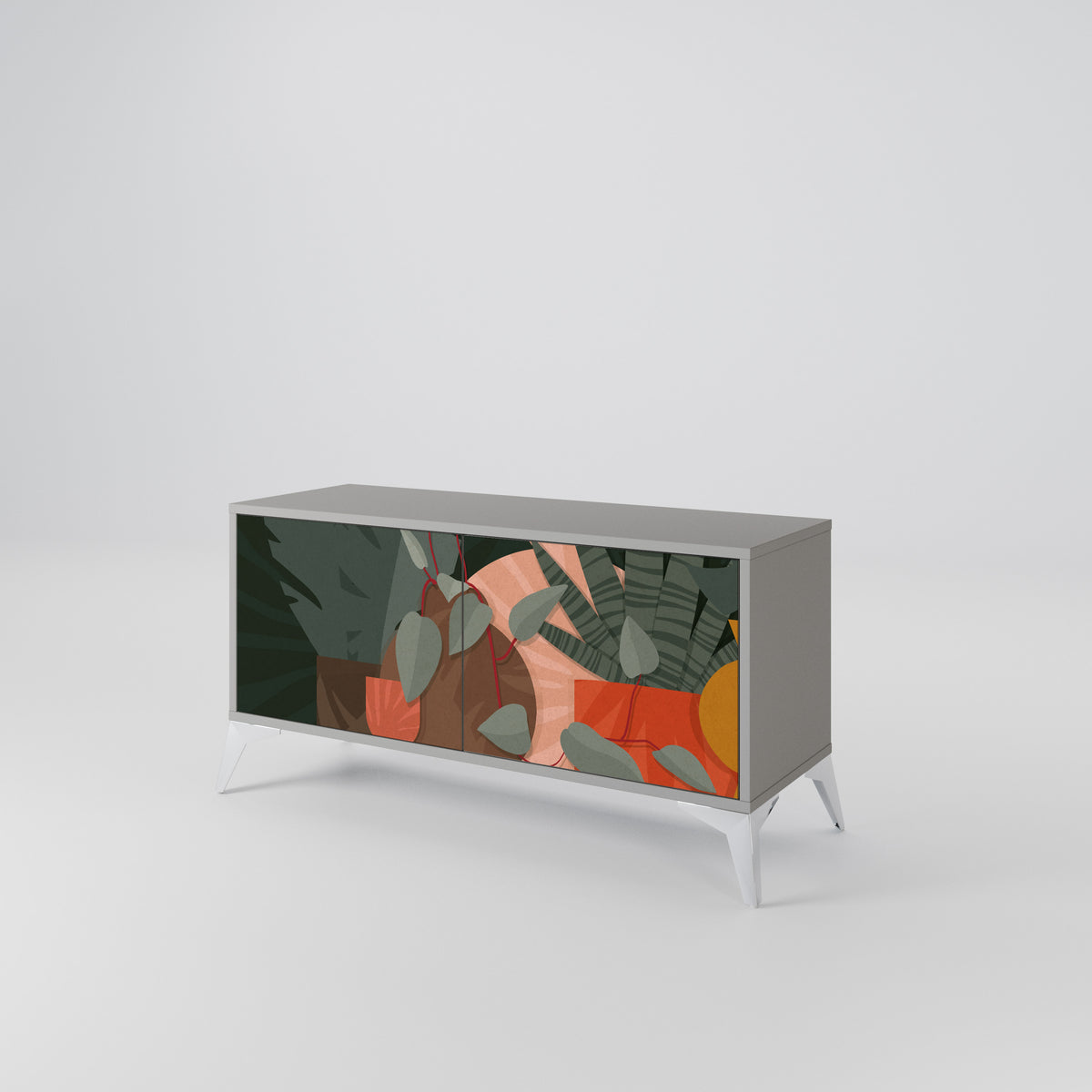TROPICAL COMPOSITION Compact 2-Door TV Cabinet