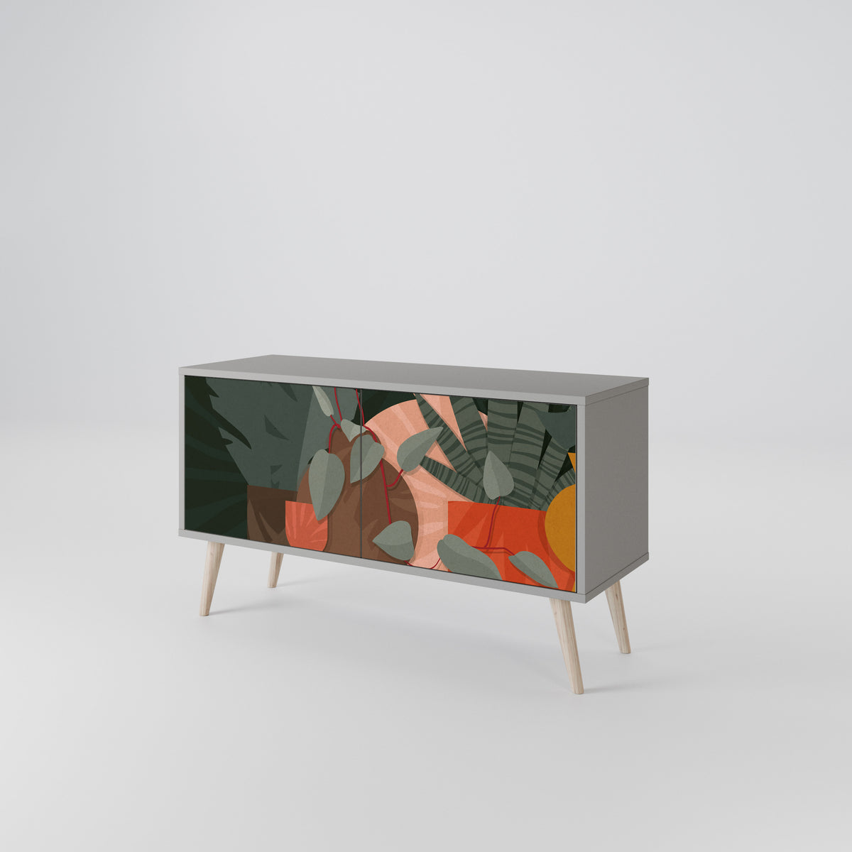 TROPICAL COMPOSITION Compact 2-Door TV Cabinet