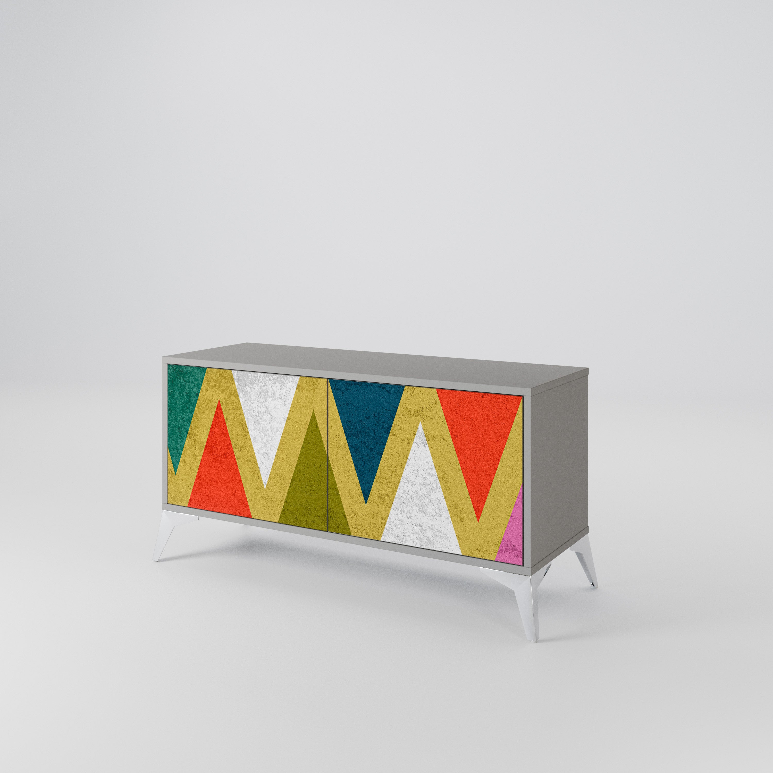 COLORFUL TRIANGLES Compact 2-Door TV Cabinet