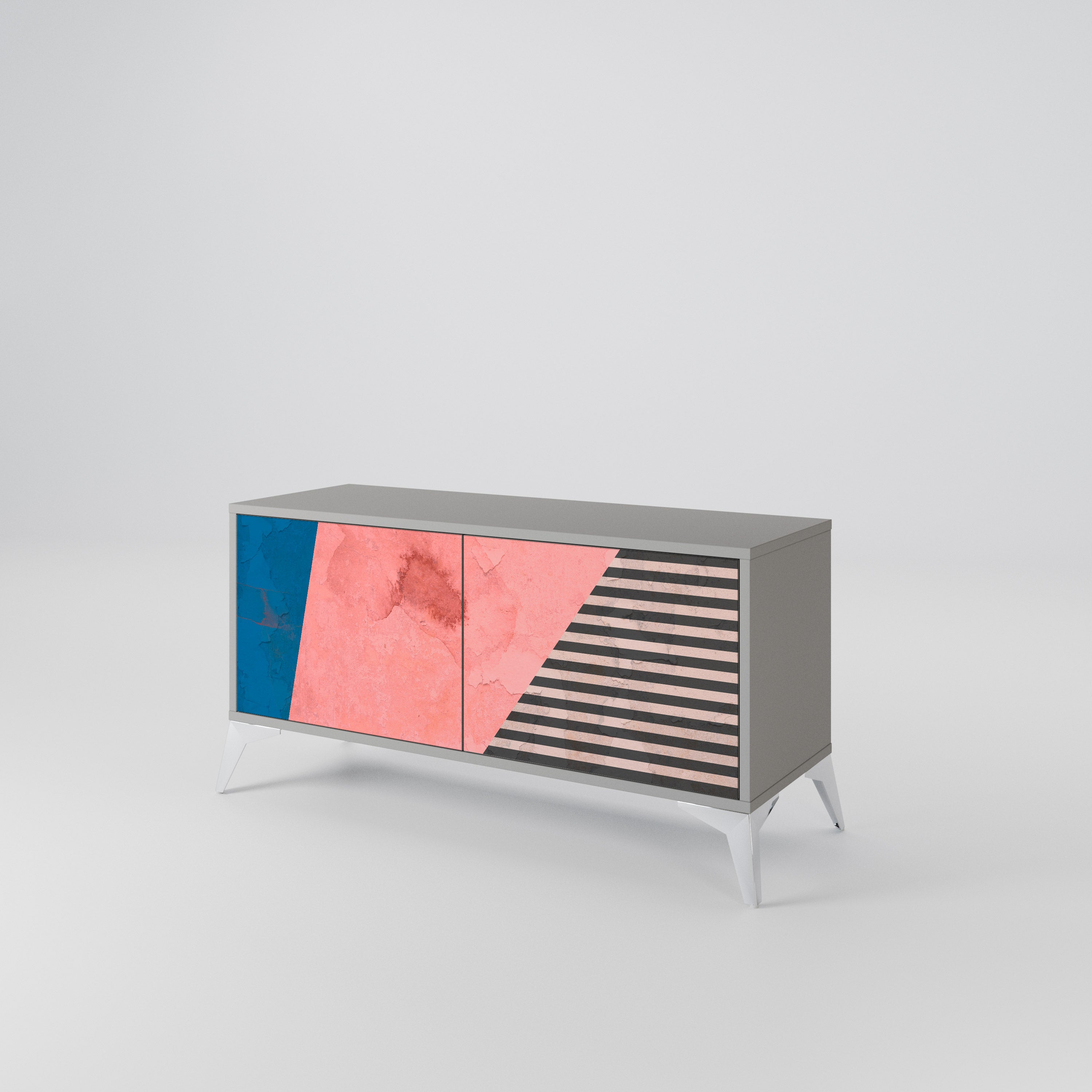 GLAMOROUS STRIPE Compact 2-Door TV Cabinet