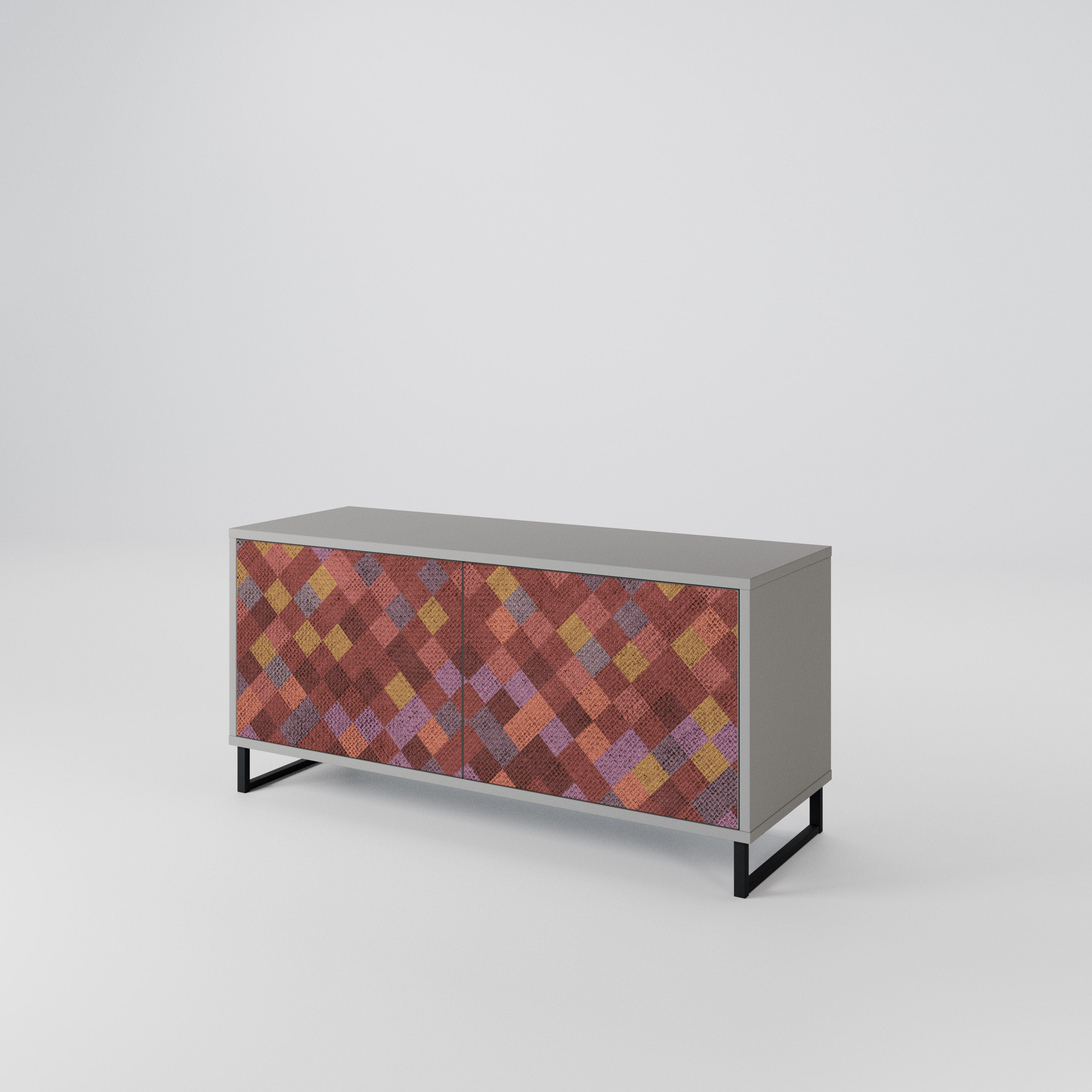 PAINTED SQUARES Compact 2-Door TV Cabinet