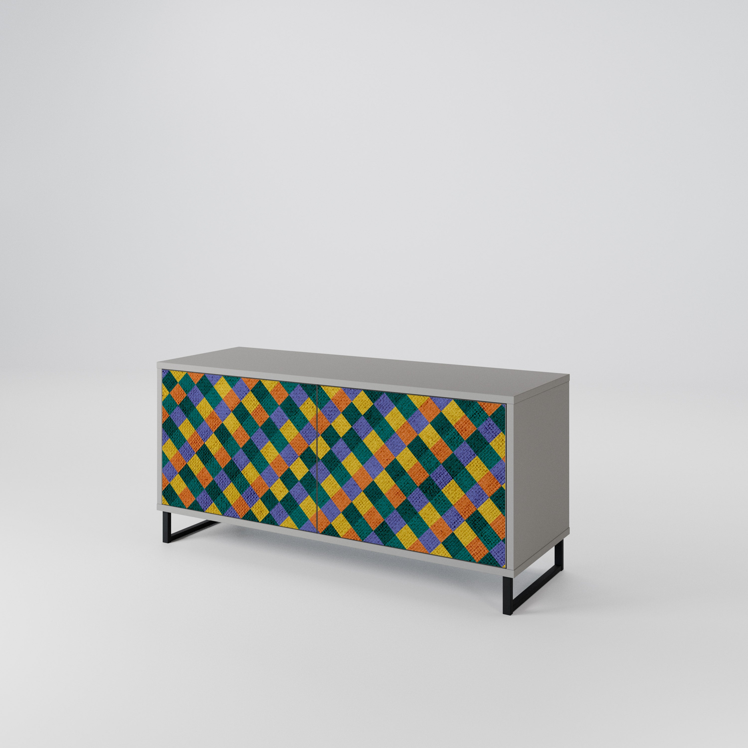 PAINTED SQUARES MIX Compact 2-Door TV Cabinet