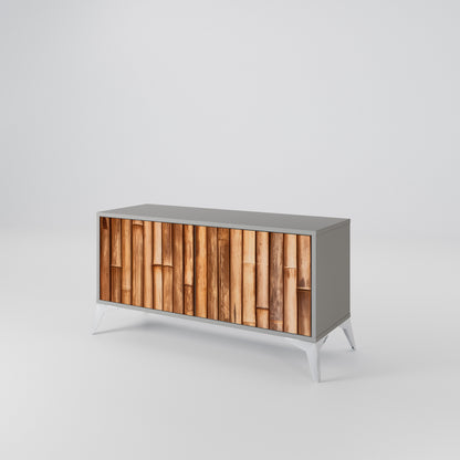 NATURAL WOOD Compact 2-Door TV Cabinet