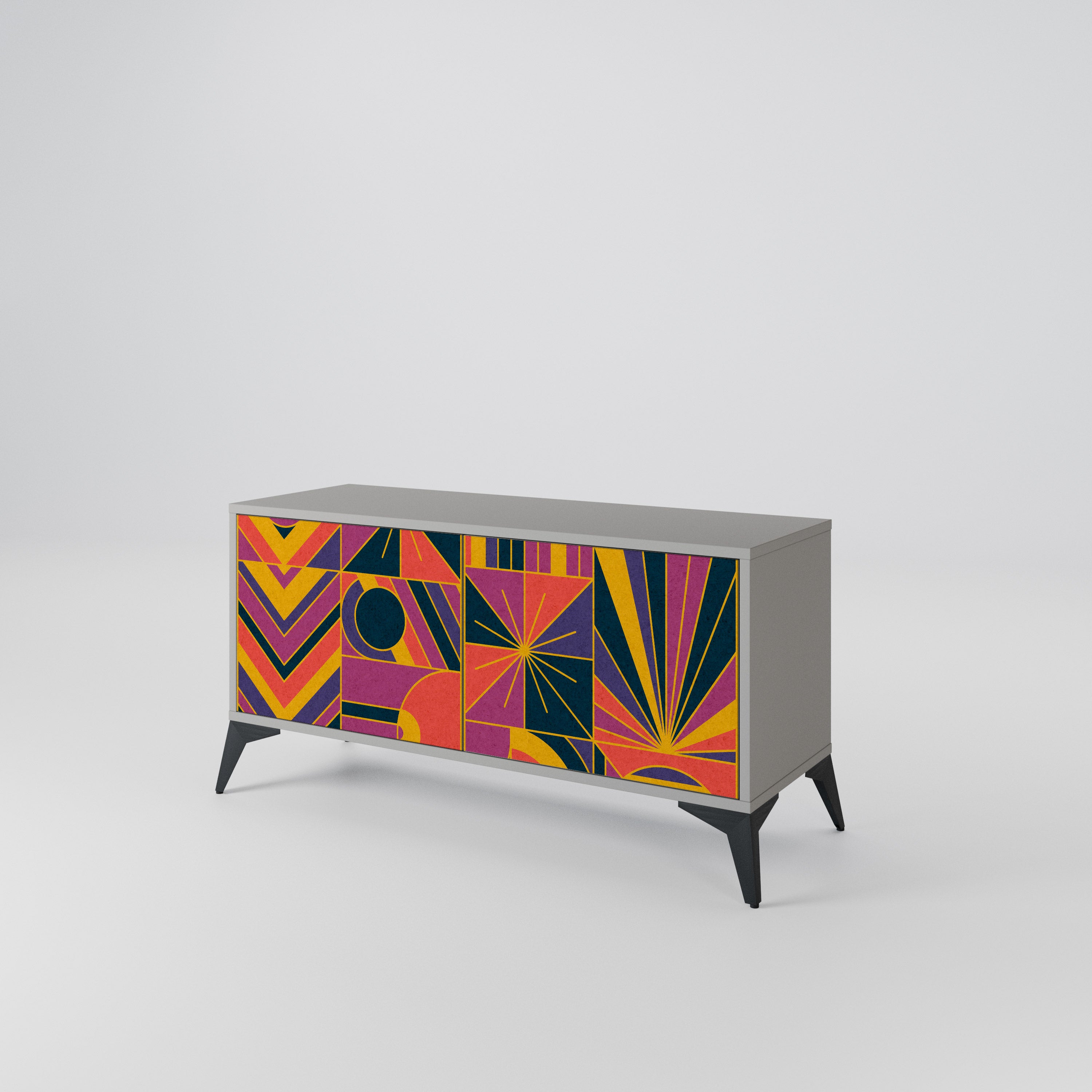 ELECTRIC PATTERNS Compact 2-Door TV Cabinet