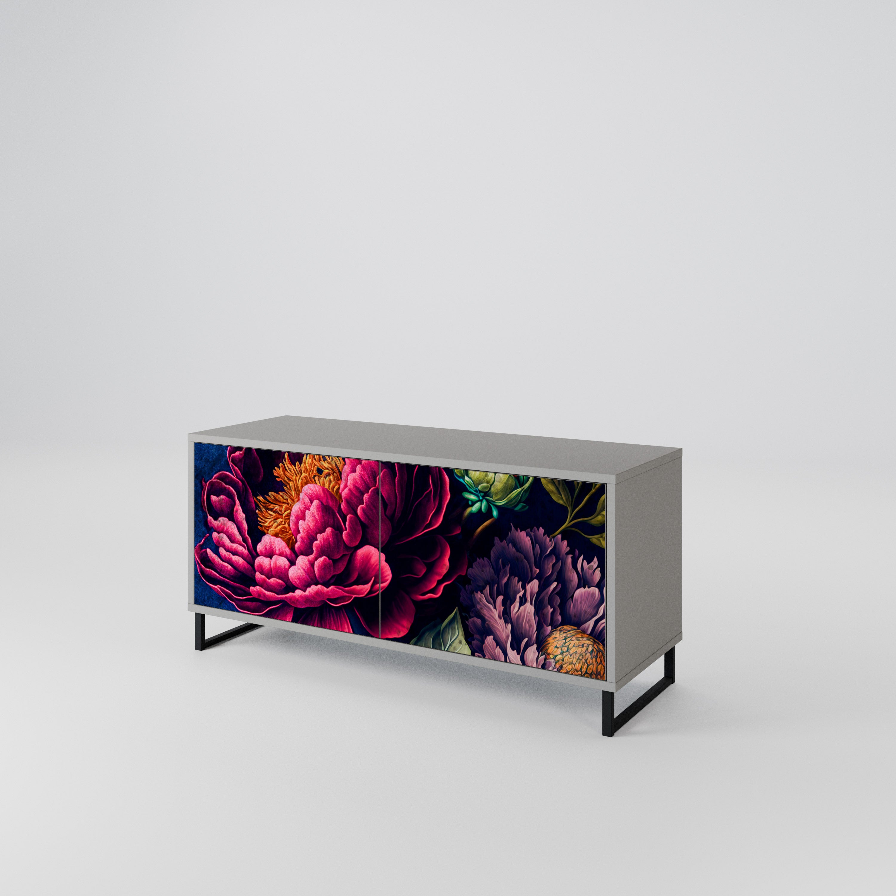 BLOOMING ELEGANCE Compact 2-Door TV Cabinet