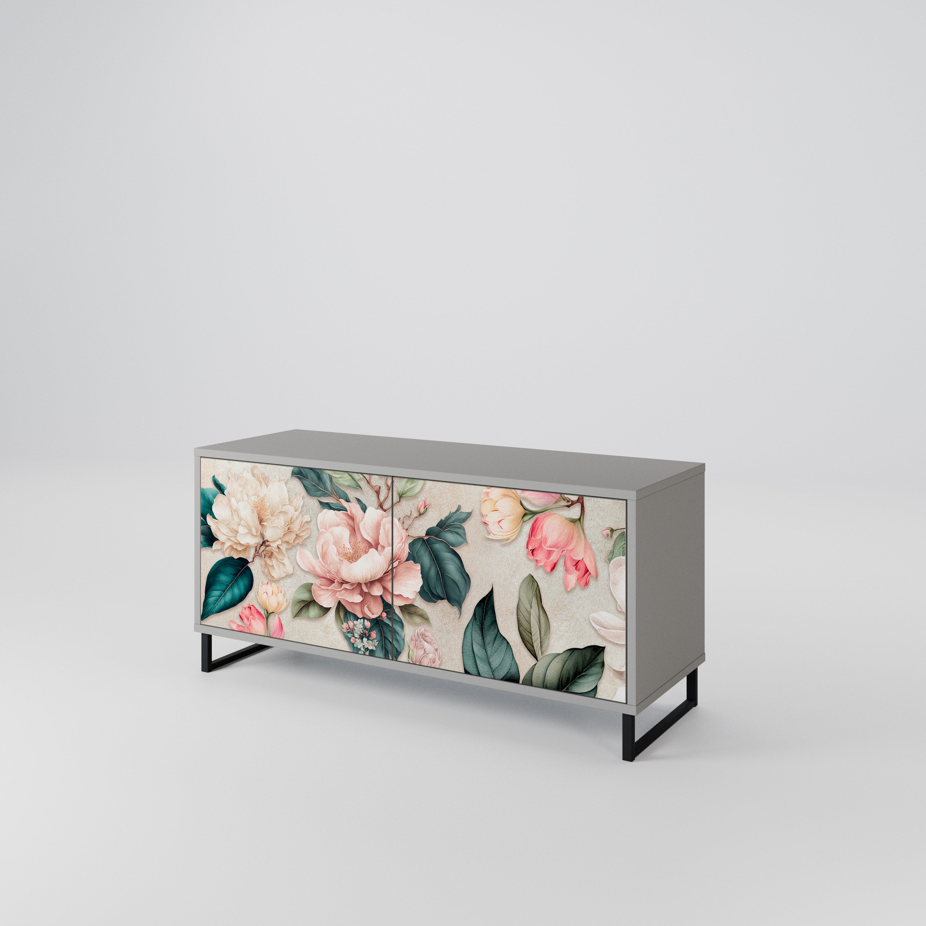 FLORAL GRACE Compact 2-Door TV Cabinet