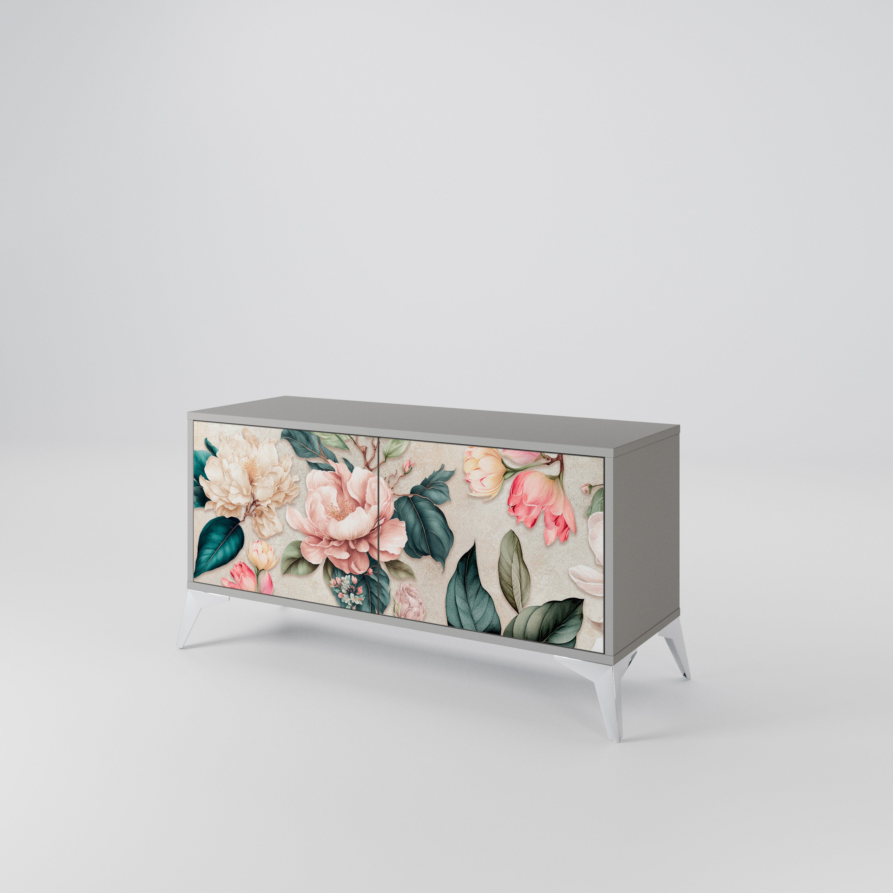 FLORAL GRACE Compact 2-Door TV Cabinet