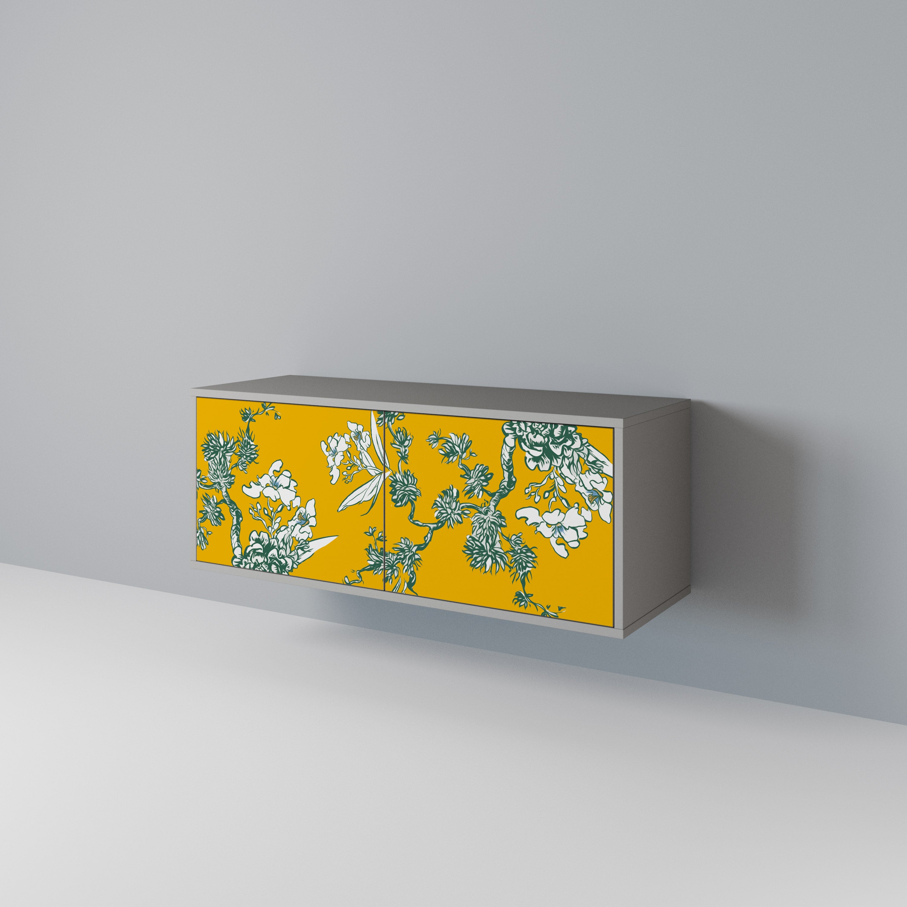YELLOW CHINOISERIE Compact 2-Door TV Cabinet