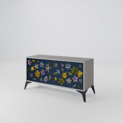 FLOWERS ON NAVY BLUE Kompaktes 2-türiges TV-Lowboard