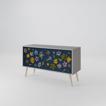 FLOWERS ON NAVY BLUE Kompaktes 2-türiges TV-Lowboard