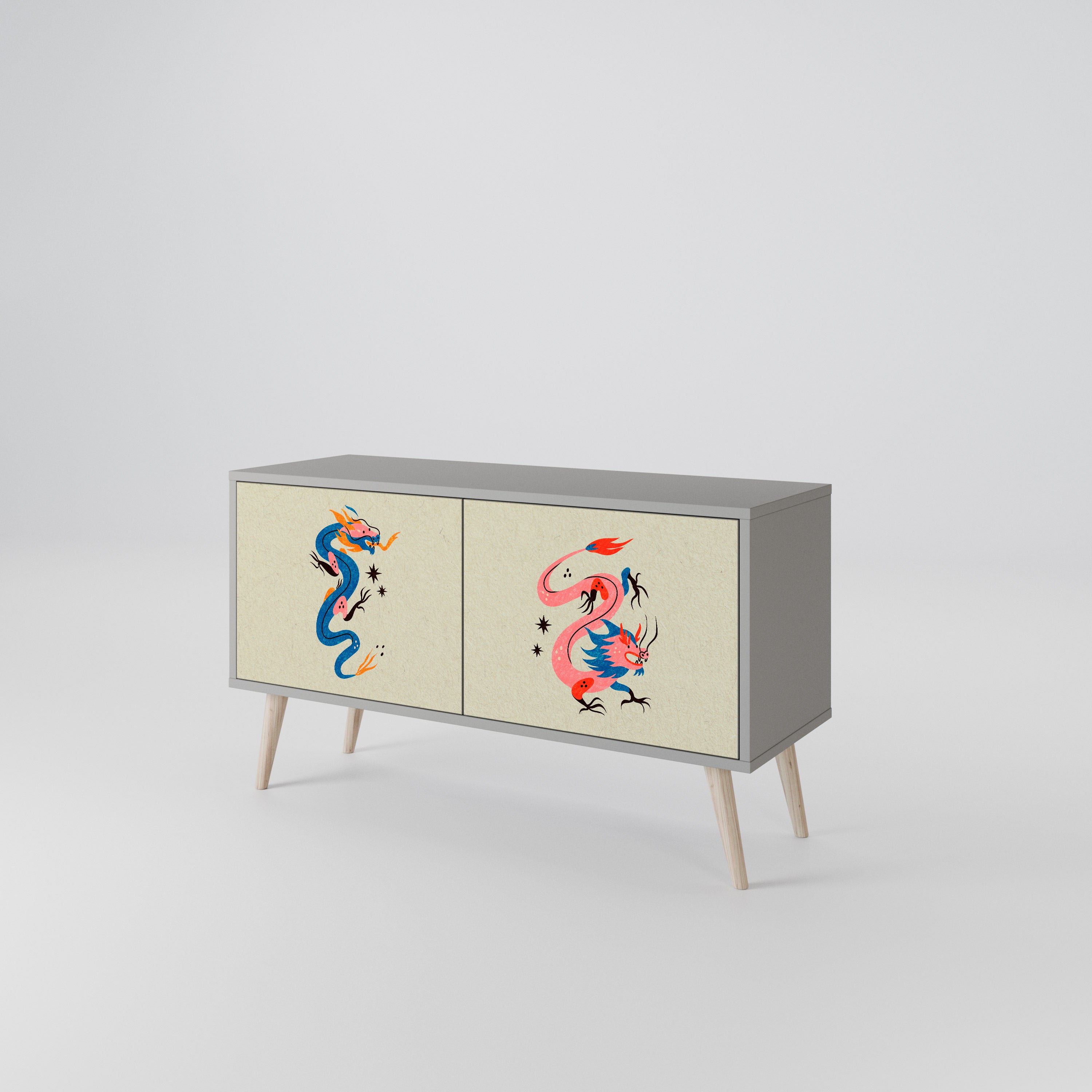 MYTHOLOGICAL CREATURES Compact 2-Door TV Cabinet