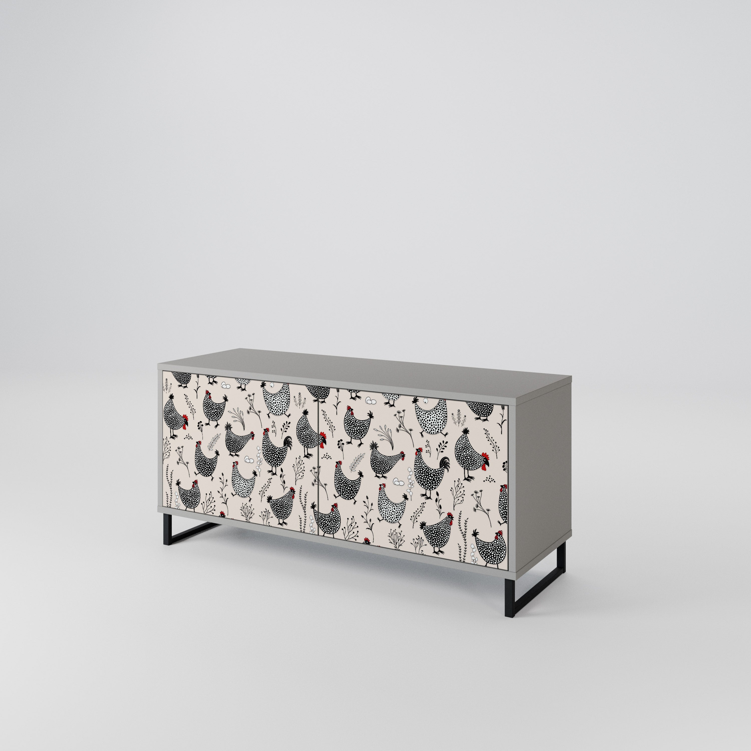 HAPPY HENS Compact 2-Door TV Cabinet