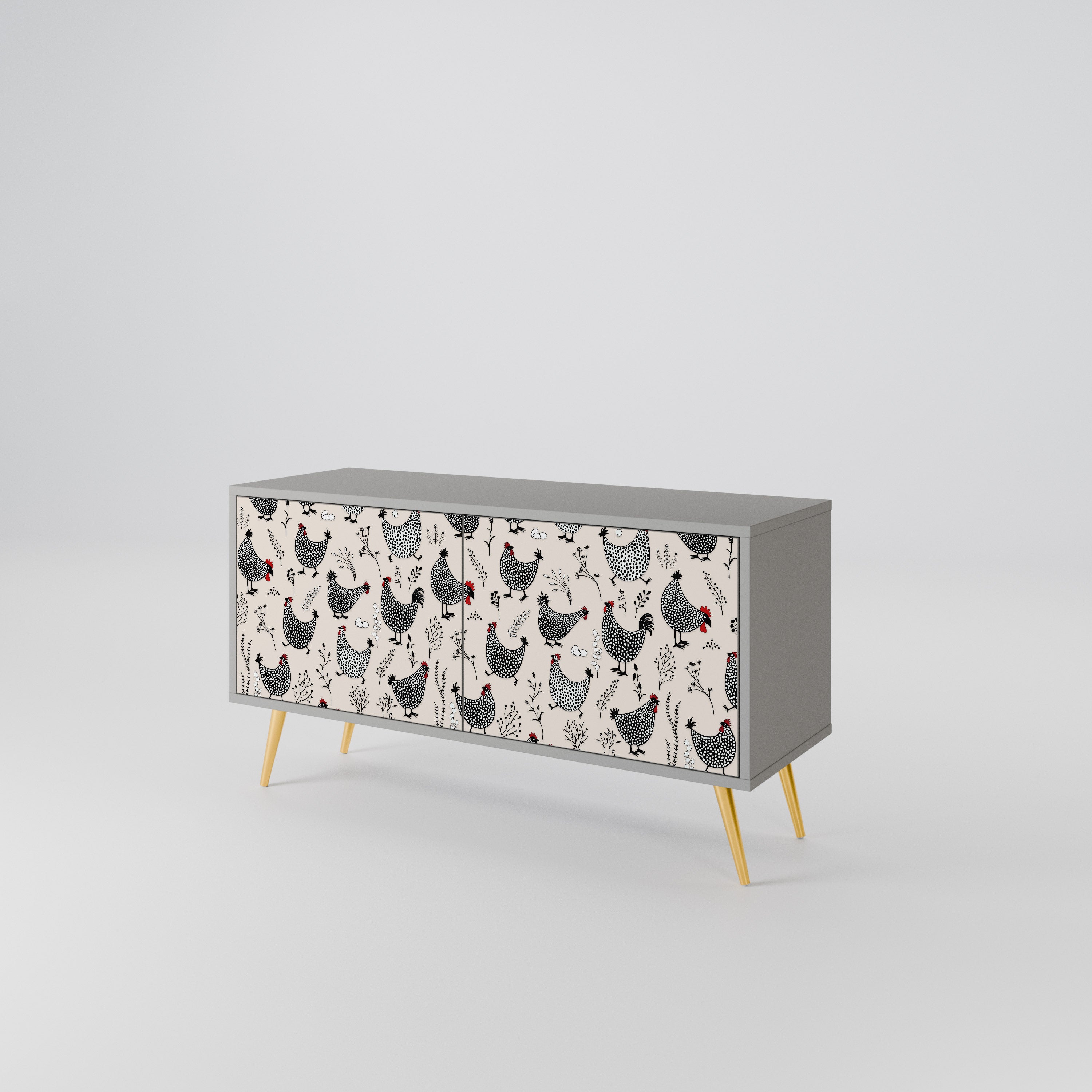 HAPPY HENS Compact 2-Door TV Cabinet