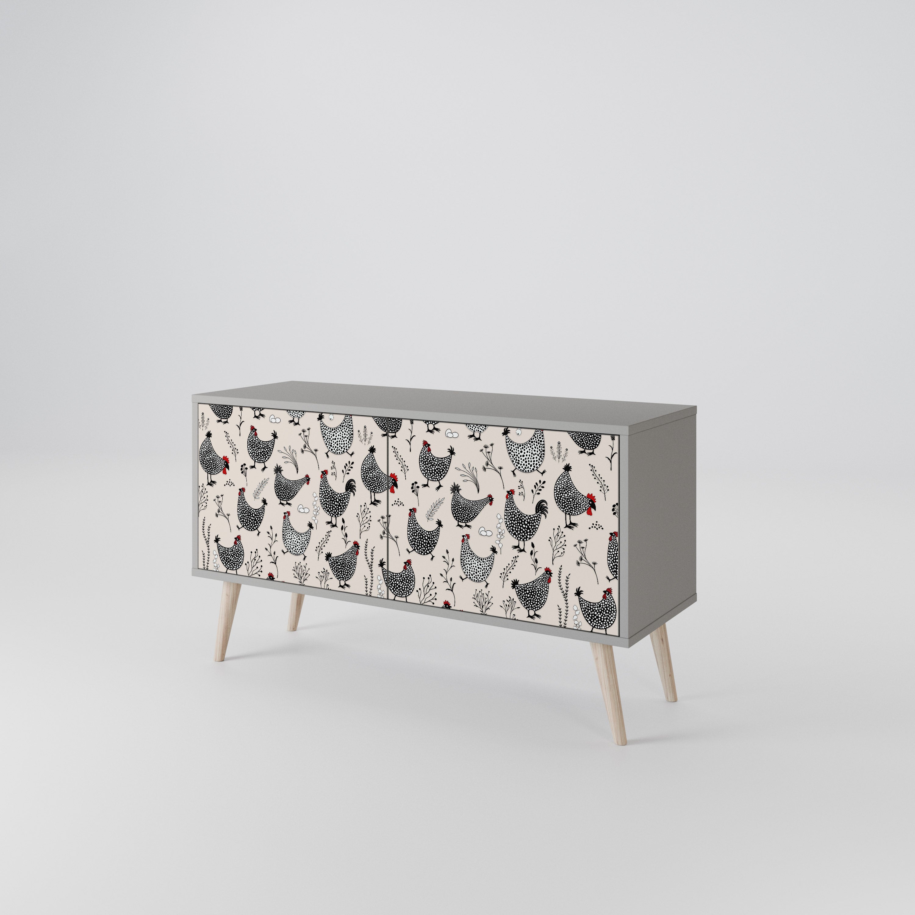 HAPPY HENS Compact 2-Door TV Cabinet