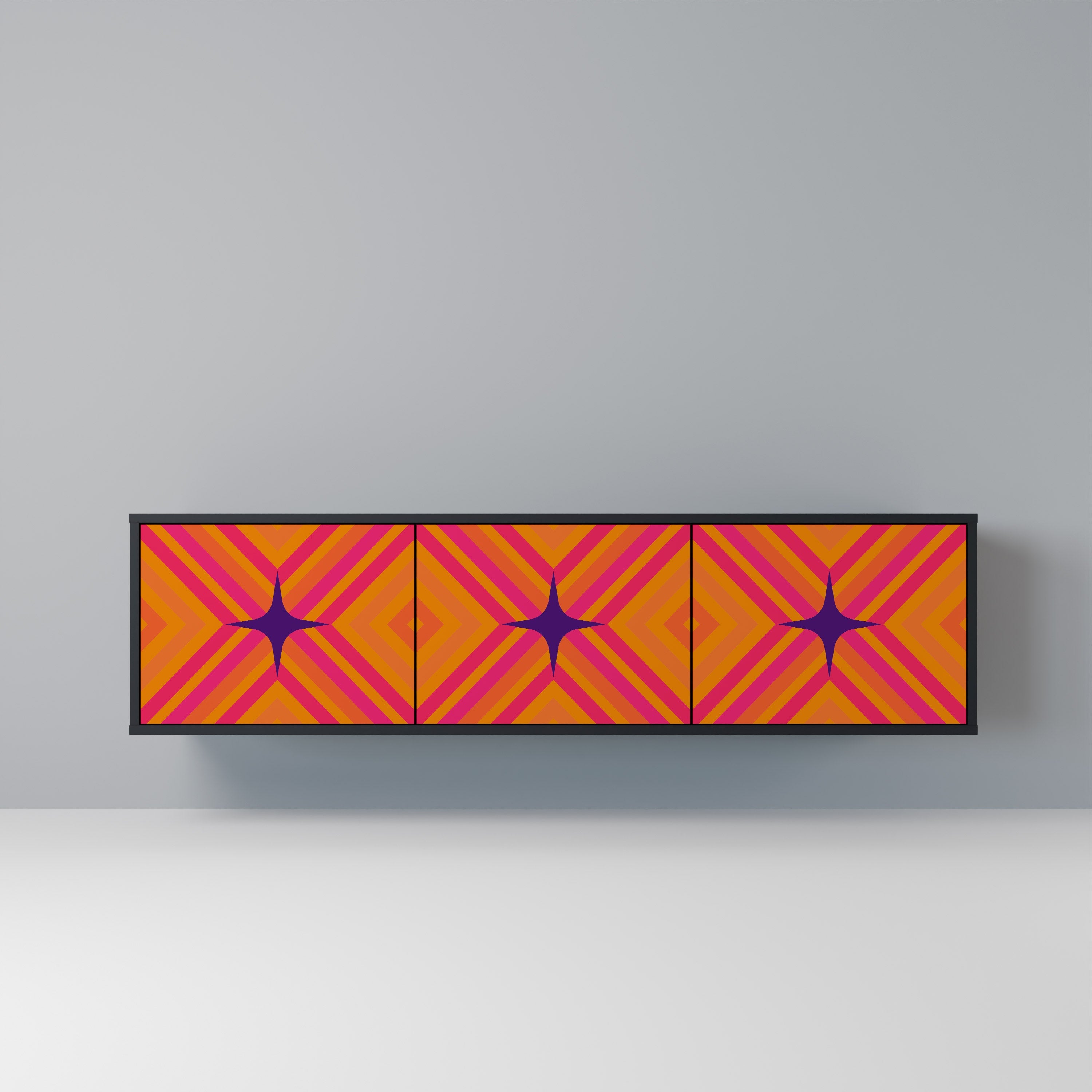 GEOMETRIC BRILLIANCE TV-Lowboard mit 3 Türen in Schwarz