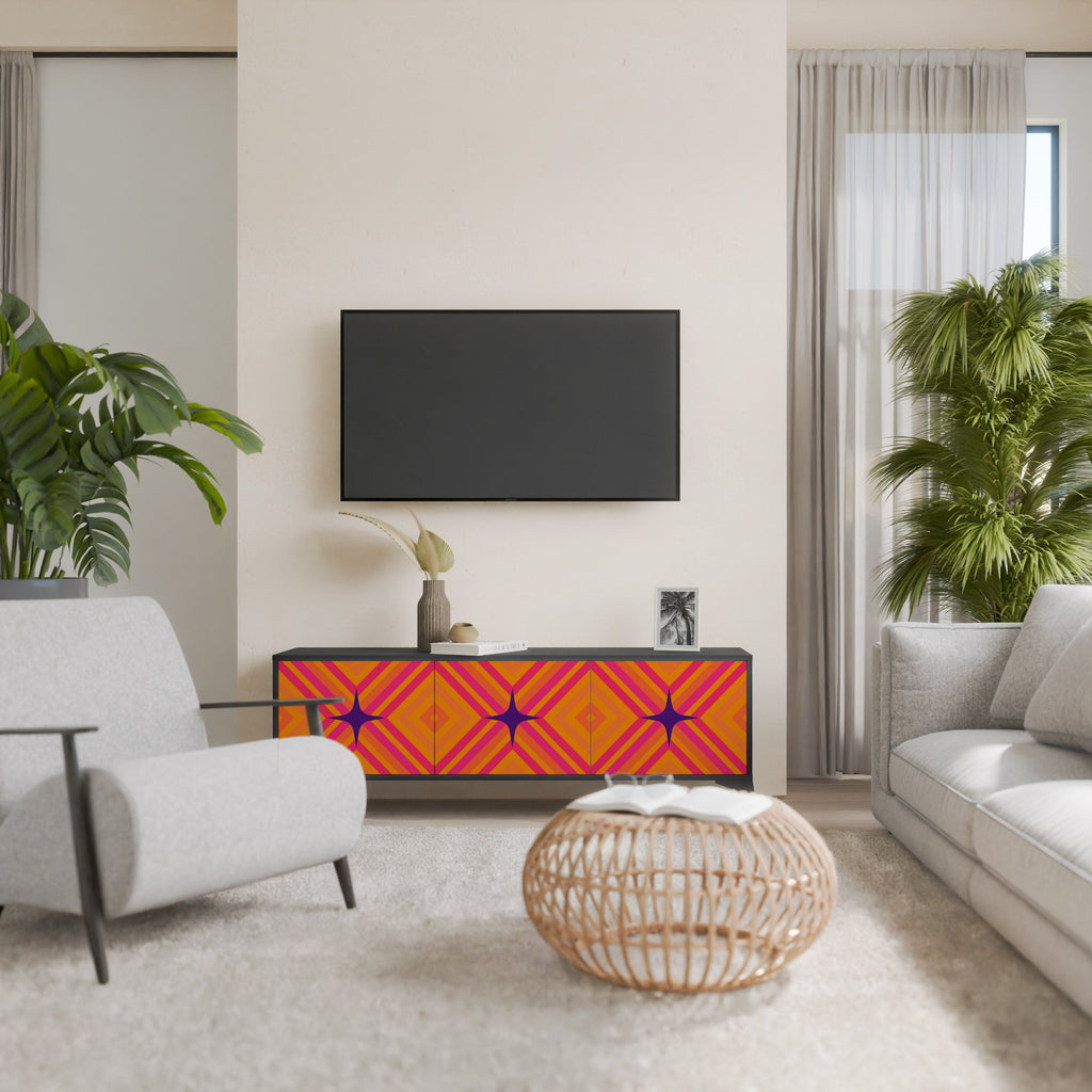 GEOMETRIC BRILLIANCE TV-Lowboard mit 3 Türen in Schwarz