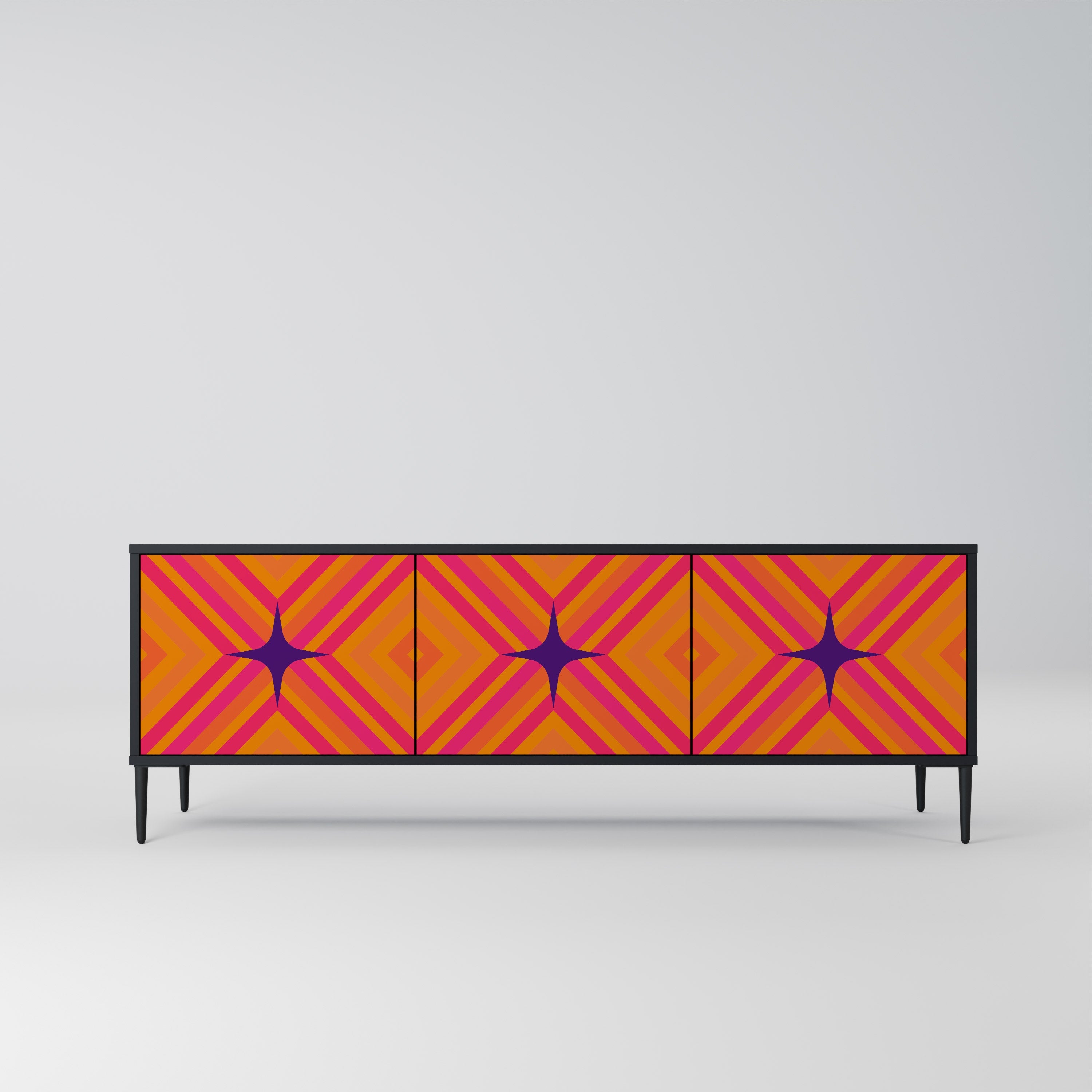 GEOMETRIC BRILLIANCE TV-Lowboard mit 3 Türen in Schwarz