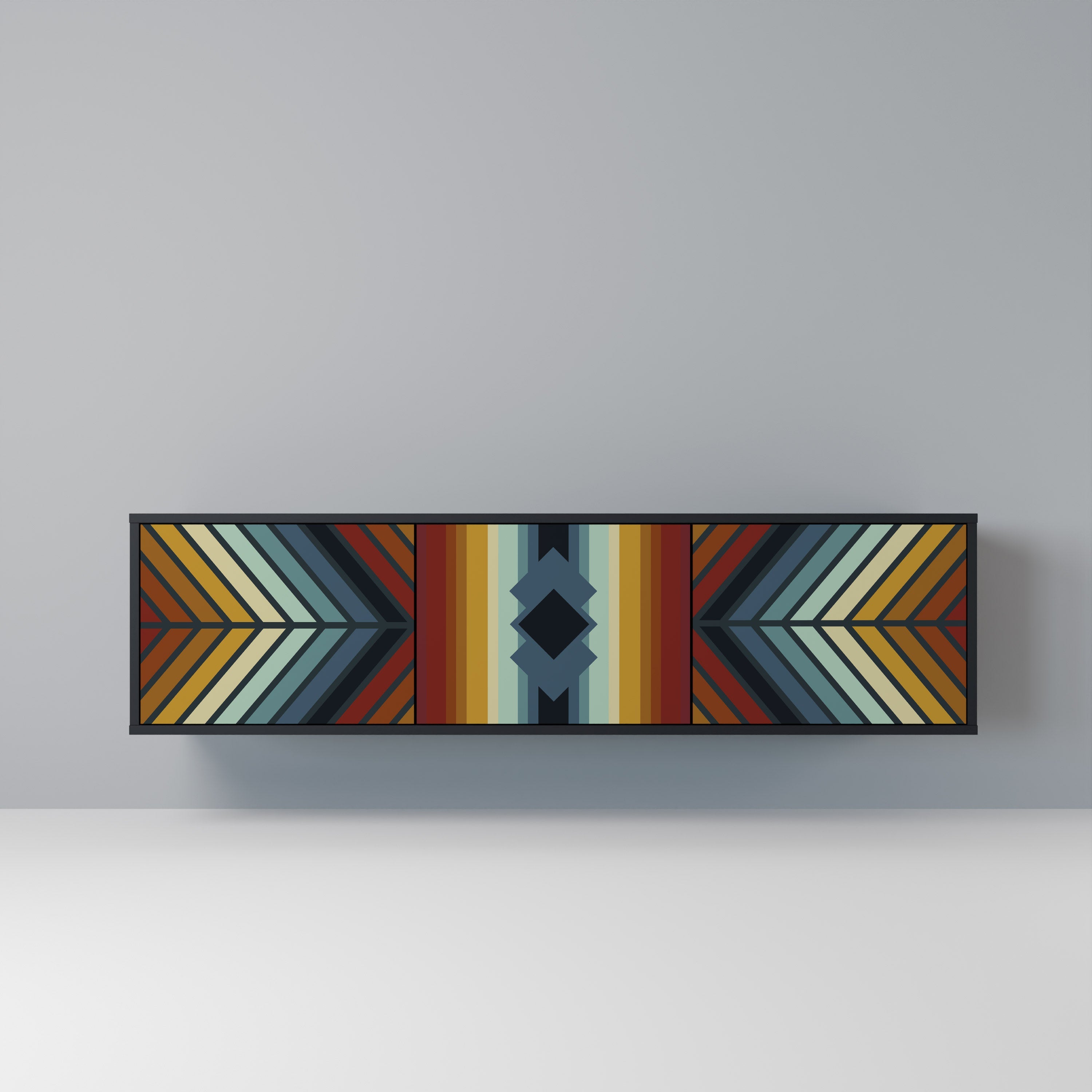 INDIGENOUS ZIGZAG TV-Lowboard mit 3 Türen in Schwarz